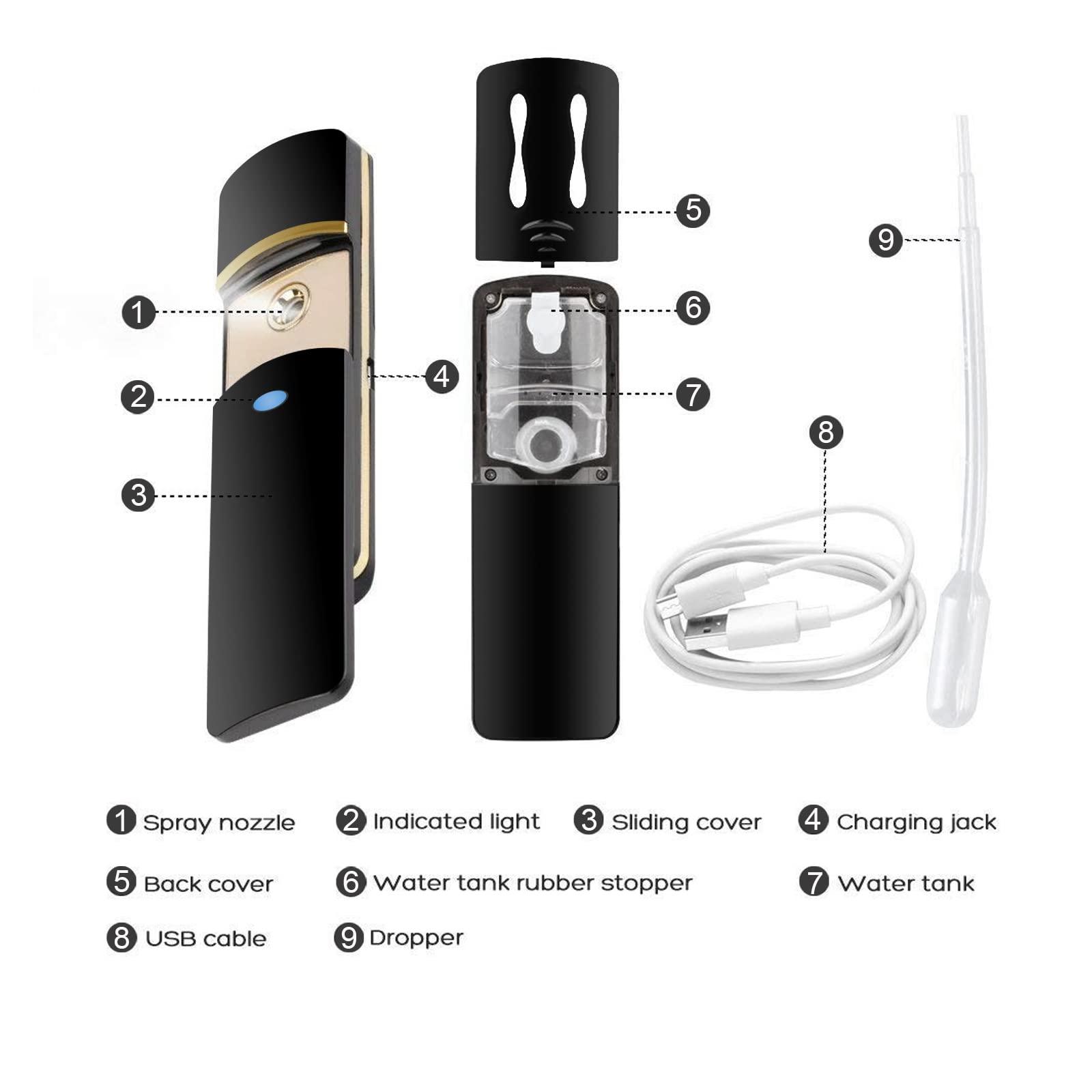 Sameriver Kingsmile Exquisite Face Mister, Portable Nano Mist Sprayer, Facial Mister, Cool Face Moisturizing, Handy Hydrating Nano Mister for Lash Extensions, Skin Hydration Refreshing, Easy to Use and Carry
