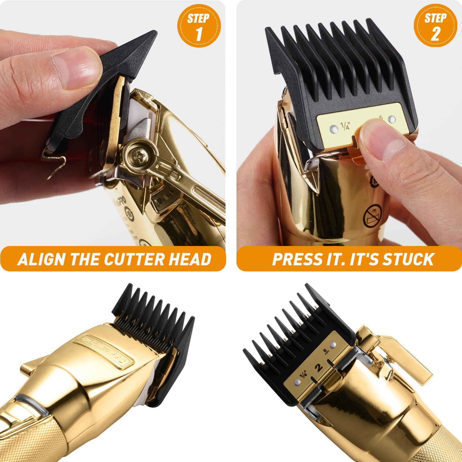 Amorka 8 Pack Premium Clipper Guards Fit for BaBylissPRO Barberology FX870, FX890, FX825, and FX673 Clippers, Replacement Guards with Metal Clip - From 1/16-3/4 inch Snap on Comb Set for Babyliss Clippers