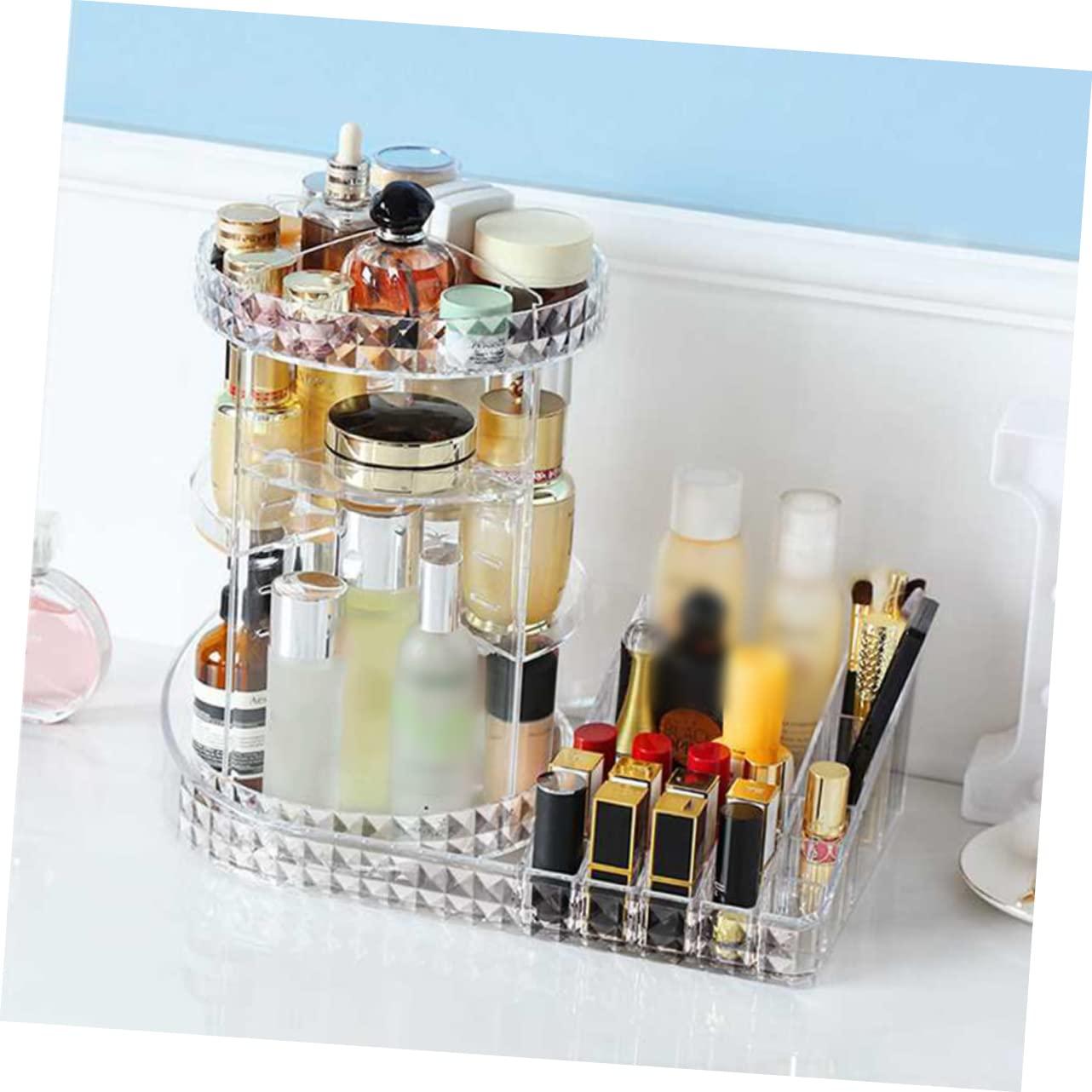 NOLITOY NOLITOY Makeup Display Rack Jewelry Display Case Cosmetic Display Cases Bathroom Storage Shelf Rotating Display Stand Drawer Organizer for Makeup Cosmetic Pad Case Makeup Container
