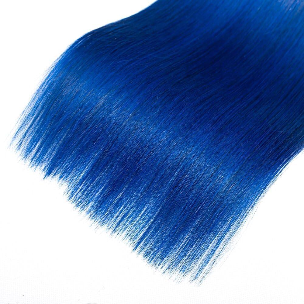 Lagalaga Lagalaga Straight T1B Blue Human Hair Bundles Unprocessed Brazilian Virgin Hair Bundles T1B Blue Human Hair Quick Weave Hair Extension