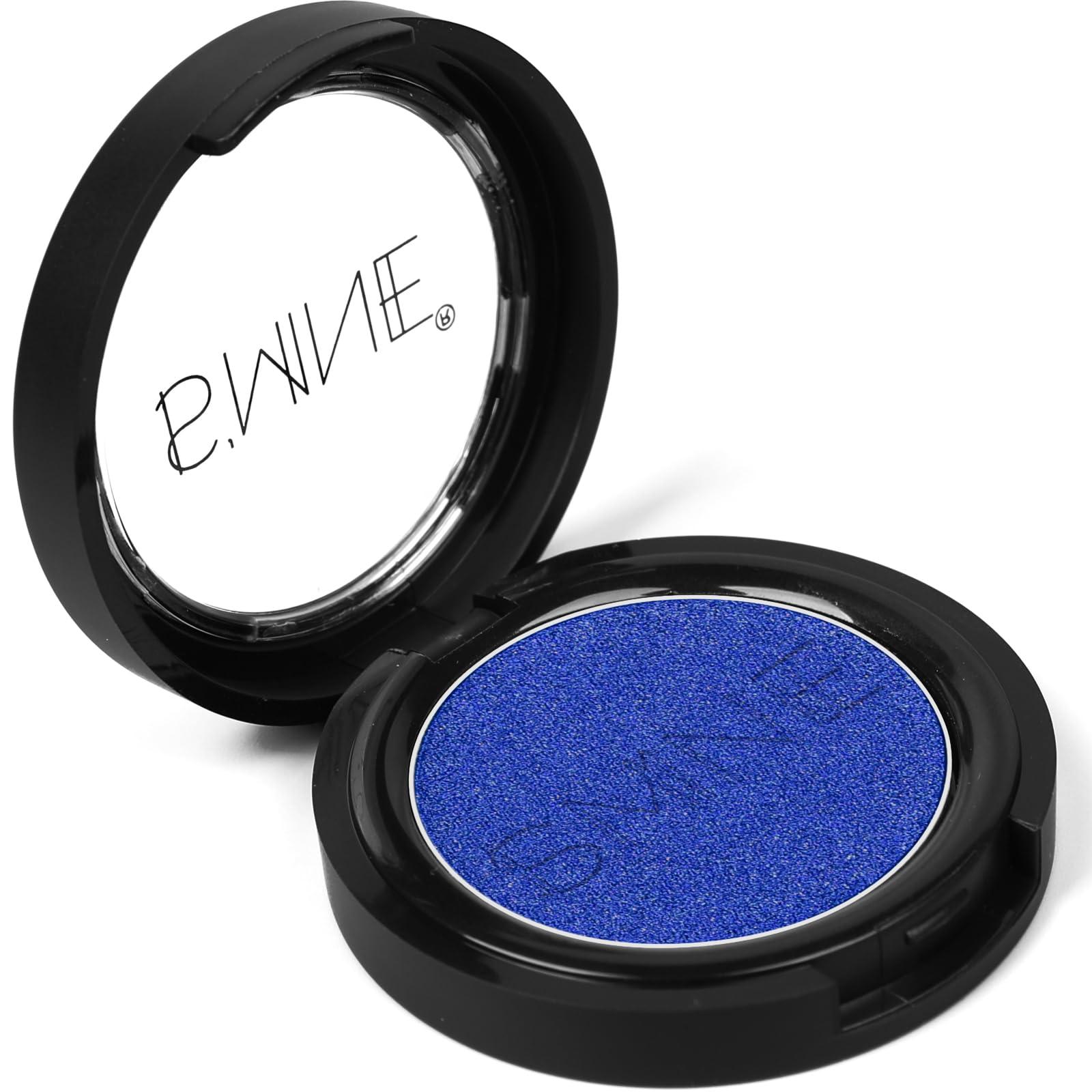 IS\'MINE IS\'MINE Single Dark Blue Shimmer Eyeshadow Powder Palette High Pigment, Longwear, Intense Color Best Dark Blue Eyeshadow