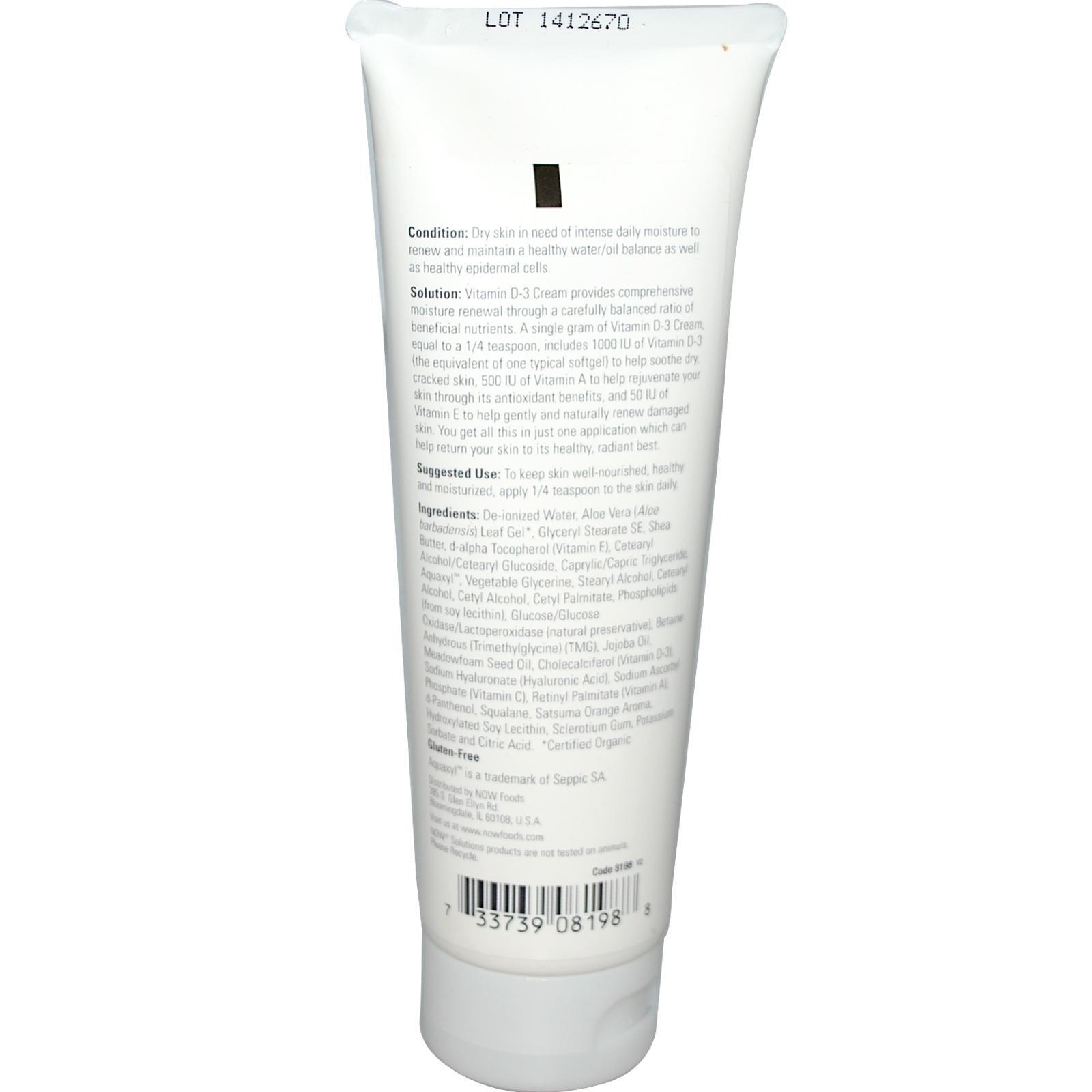 NOW Foods Vitamin D-3 Cream - Intense Moisture (4 Ounces)