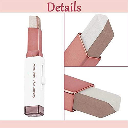 Deysen Two-Tone Eyeshadow Stick, Double Colors Eye Shadow Stick Glitter Shimmer Eyeshadow Gradient Eyeshadow Makeup Stick Waterproof Eyeshadow (#3 Red Brown)