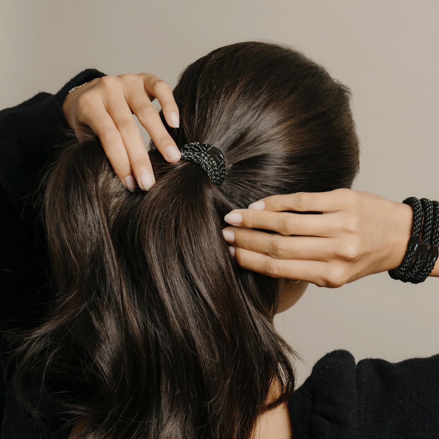 L. Erickson L. Erickson Grab & Go Pony Tube - Pixie Purple and Beige Mix - 15 Pack Ponytail Holder Hair Ties