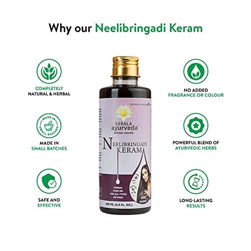 Generic Neelibringadi Keram 200 ml | Daily Hair Oil | Delays Premature Greying, Reduces Dandruff and Strengthens Hair| With Bringaraj, Neeli, Karnasphota, and Amla | Coconut Oil Base |