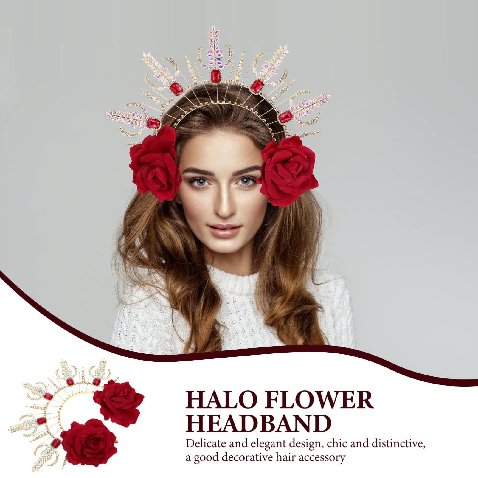 minkissy minkissy Notre Dame Headband rhinestone headbands for women headband hair accessories for women wedding roman goddess sun costume goth outfits Costume Prop Rose Greece bride Metal