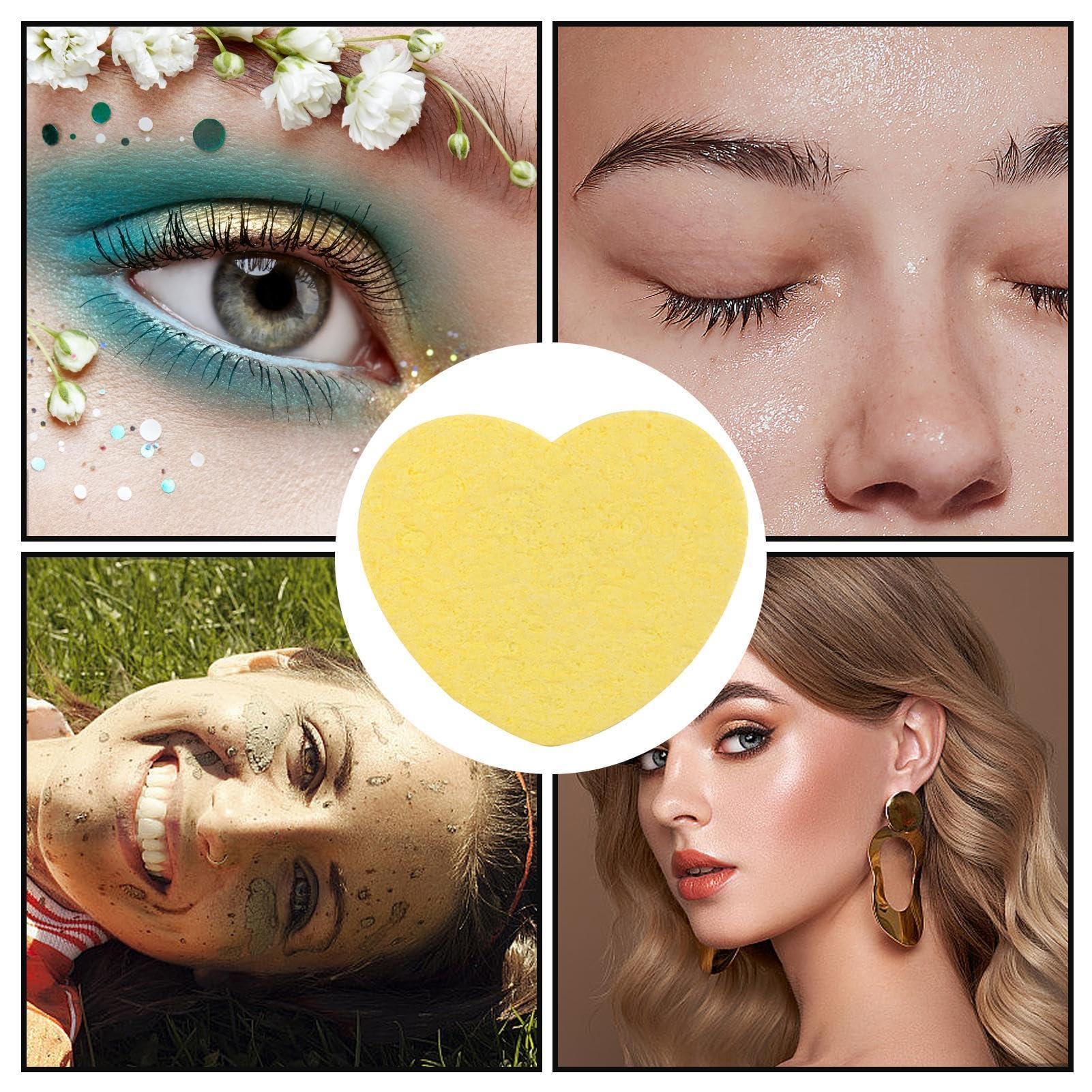 Kumprohu 20-Count Facial Sponges, Heart Shape Compressed Sponges for Facial Cleansing & Makeup Remover, Portable Compressed Sponge for Travel, Camping, Everyday Use