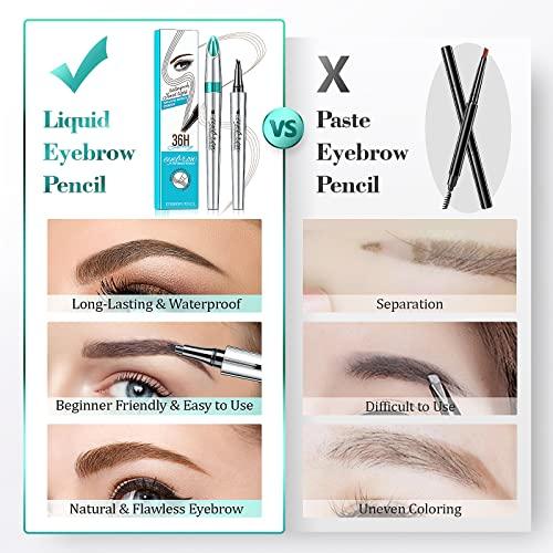 OETUIOW Eyebrow Pencil Eyebrow Microblading Pen - Eye Makeup Eyebrow Pen Micro 4 Point Brow Pen Lift & Snatch Eyebrow Microblading Pen Long-Lasting Waterproof Natural Eyebrow Hair (Black)
