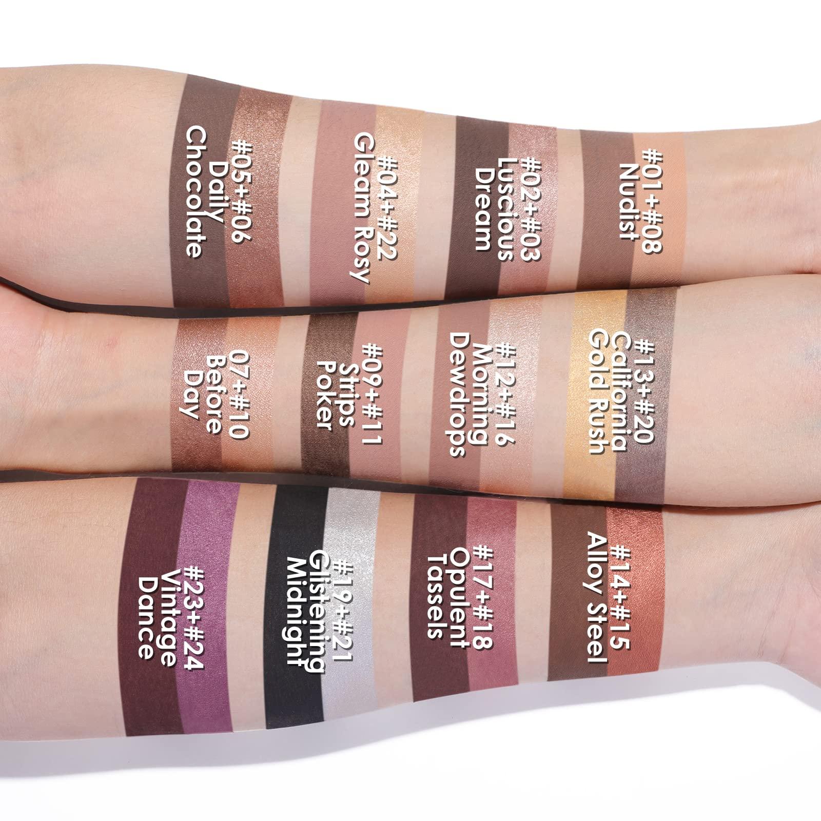 FOCALLURE FOCALLURE 2PCS No Crease Eyeshadow Stick,Shimmer and Matte Cream Eyeshadow Pencil Crayon,Long Lasting Waterproof Eye Brightener Stick With Blending Brush,Alloy Steel