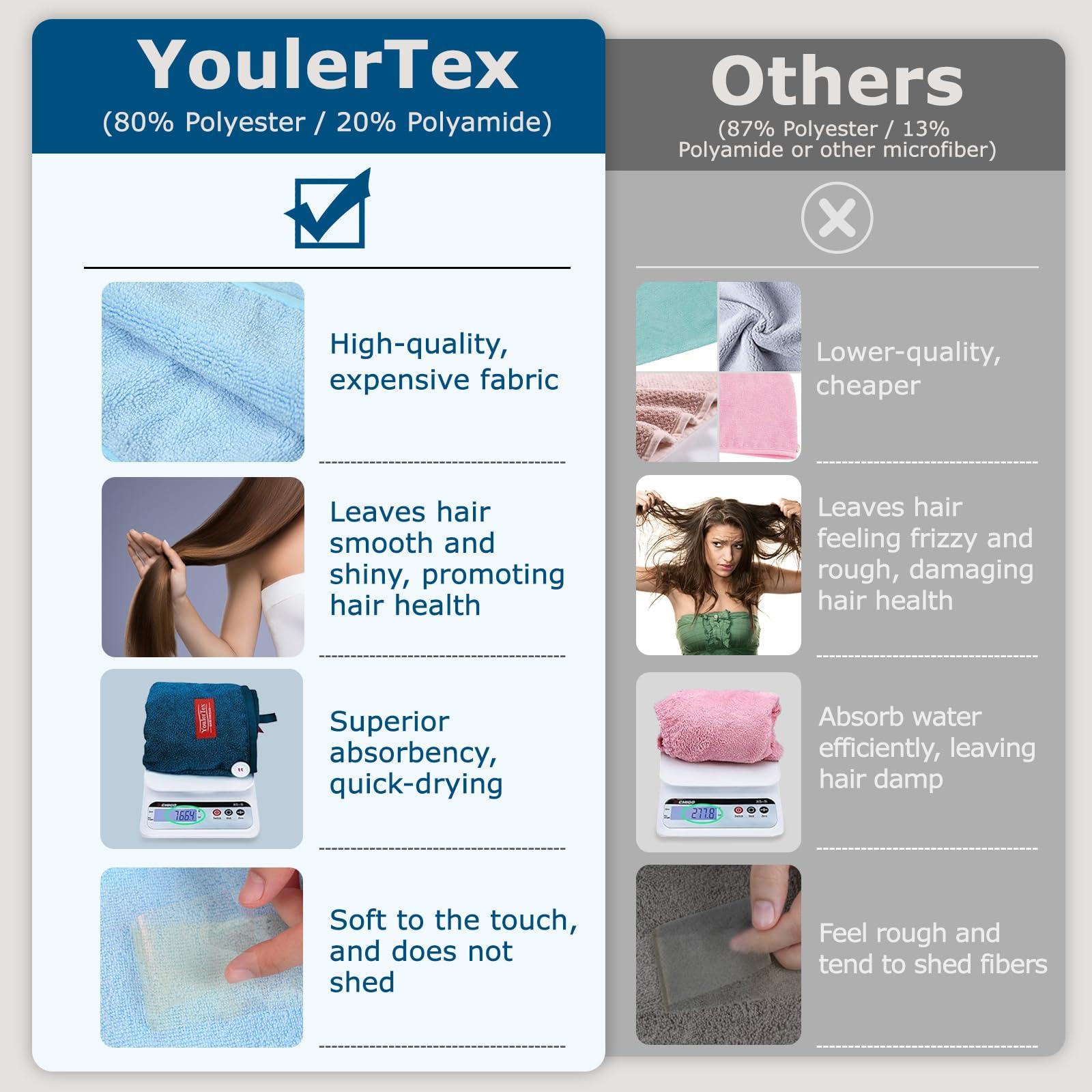 YoulerTex YoulerTex Ultra Plush Microfiber Hair Towel Wrap for Women, 2 Pack 10 inch X 26inch Purple, Ultra Absorbent Twist Hair Turban Drying Cap Hair Wrap, for Drying Curly, Long & Thick Hair (Peachy Beige)