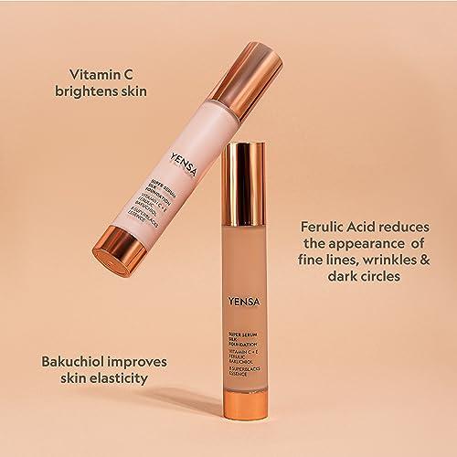 YENSA YENSA Serum Foundation Makeup - Super Silk Full Coverage Foundation Enriched with Peptides, Vitamin C & Ferulic Acid to Help Reduce Fine Lines, Wrinkles & Dark Circles - Medium 3 (1 oz)
