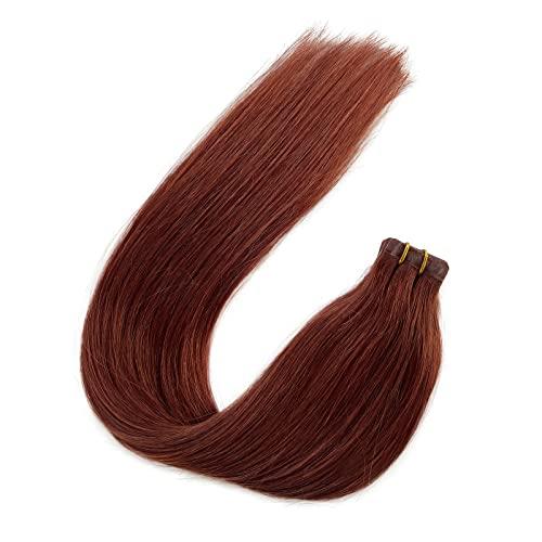 Munx Munx Real Hair Extension Dark Auburn Tape in Human Hair Extension 18inch 20pcs 40g Tape in Remy Silky Straight Natural Hair Extensions