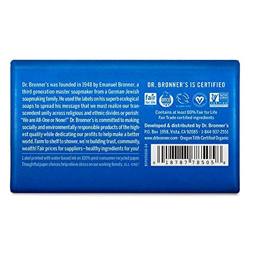 Dr. Bronner's Dr. Bronner's - Pure-Castile Bar Soap (Peppermint, 5 Ounce, 12-Pack) - Made with Organic Oils, For Face, Body & Hair, Gentle & Moisturizing, Biodegradable, Vegan, Cruelty-free, Non-GMO