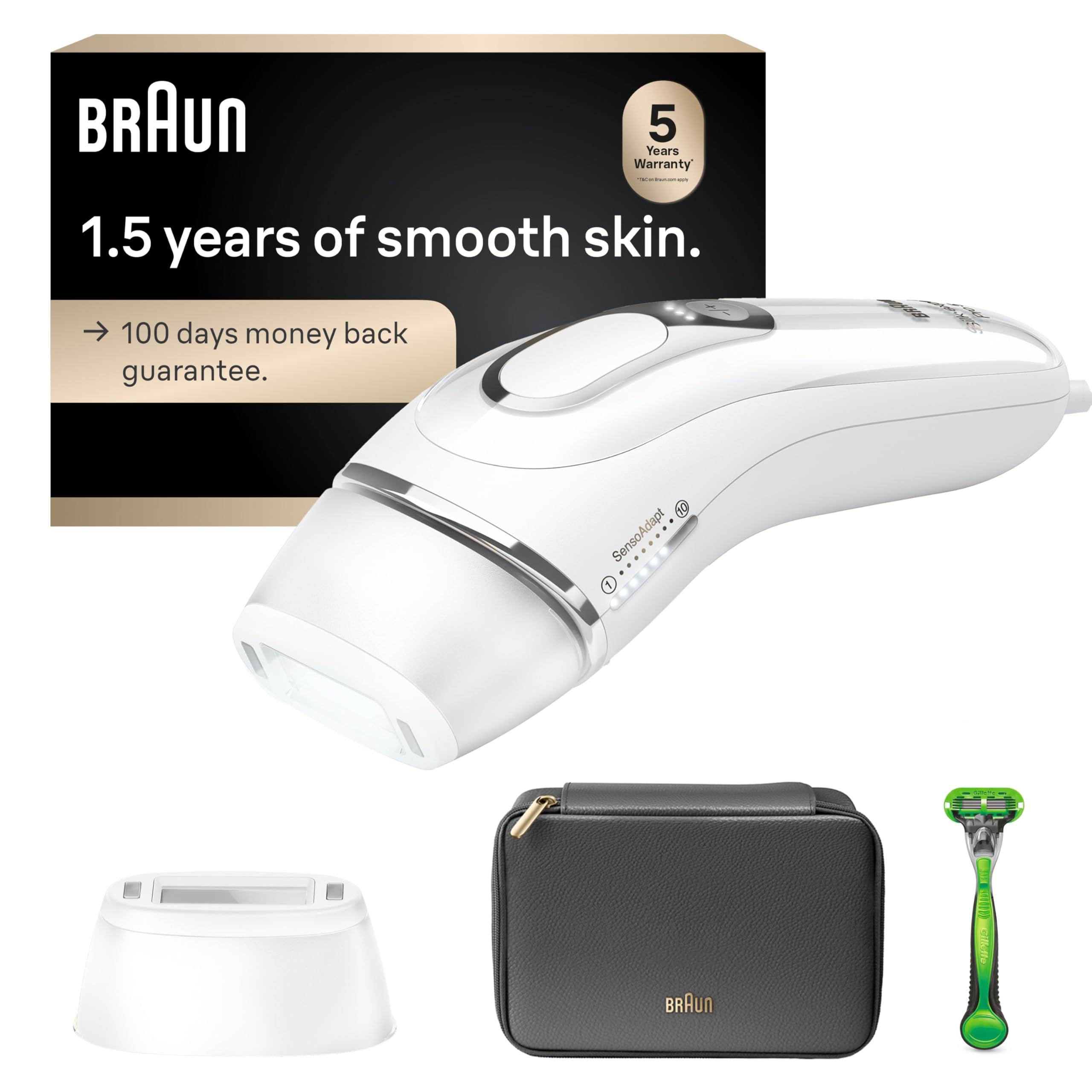 Braun Braun IPL at Home Laser Hair Removal Device for Men and Women, PL5145, with Gillette Razor, Pouch, and Wide Cap Head, Safe & Virtually Painless Alternative to Salon Hair Removal