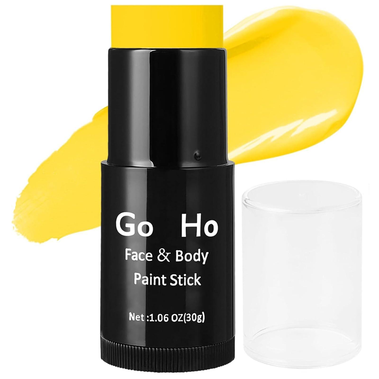 Go Ho Go Ho Cream-Blendable Yellow Face Paint Stick (1.06 oz) - Full-Coverage Body Paint for Adults, Children, Halloween, Cosplay, SFX Makeup - Waterproof Eye Black
