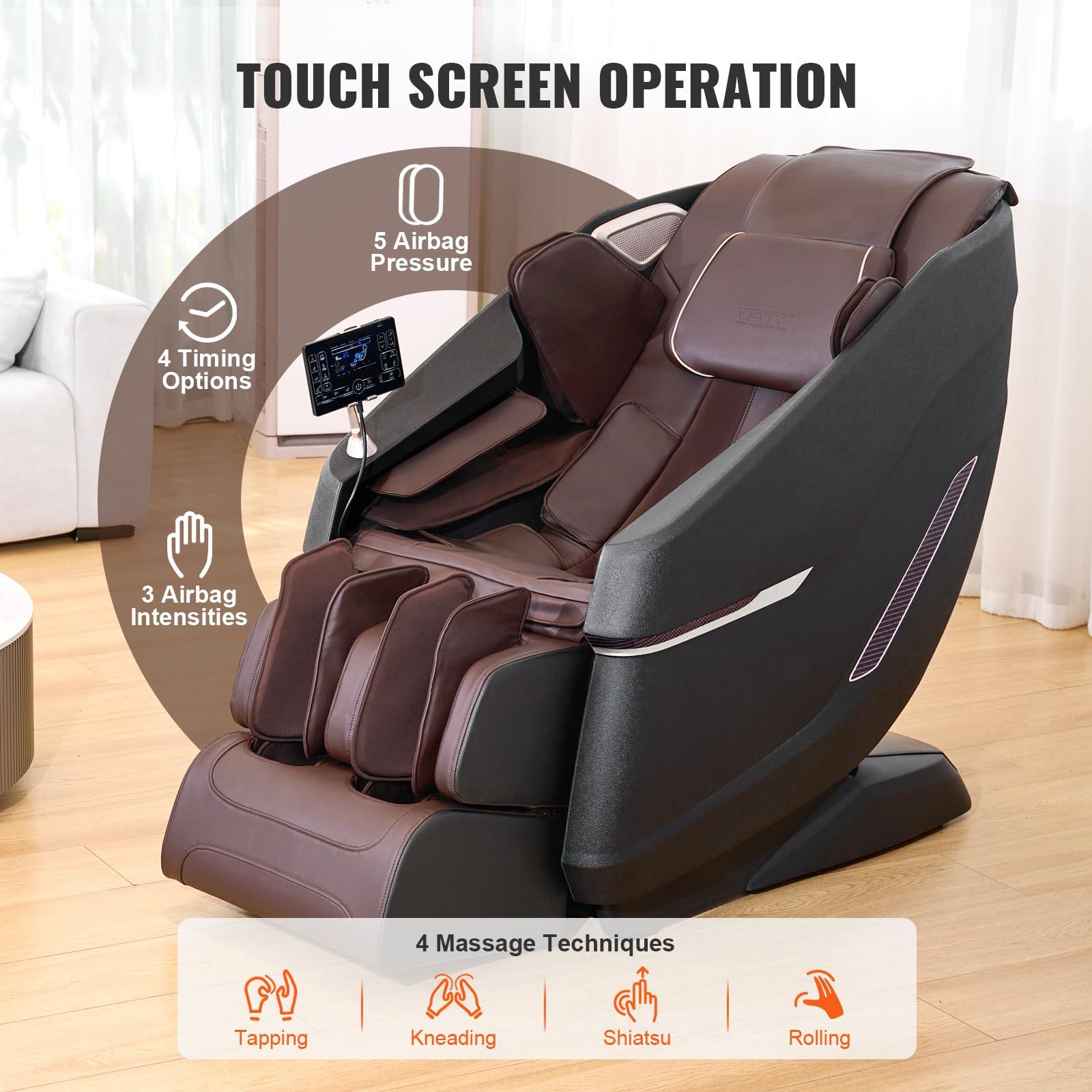 VEVOR VEVOR Massage Chair with Flexible SL-Track, Full Body Zero Gravity Recliner, 10-18 Auto Modes, 3D Shiatsu, Heating, Bluetooth Speaker, Airbag, Foot Roller, and Touch Screen
