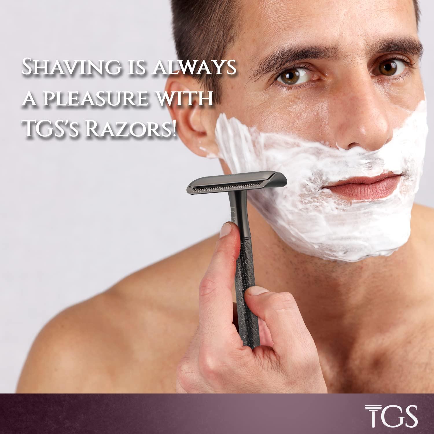 THE GROOMING SOCIETY THE GROOMING SOCIETY Black Double Edge Safety Razor, Classic Razor Set for Men, Zero Waste Razor with 10 Replacement Double Edge Blades, Metal Razor