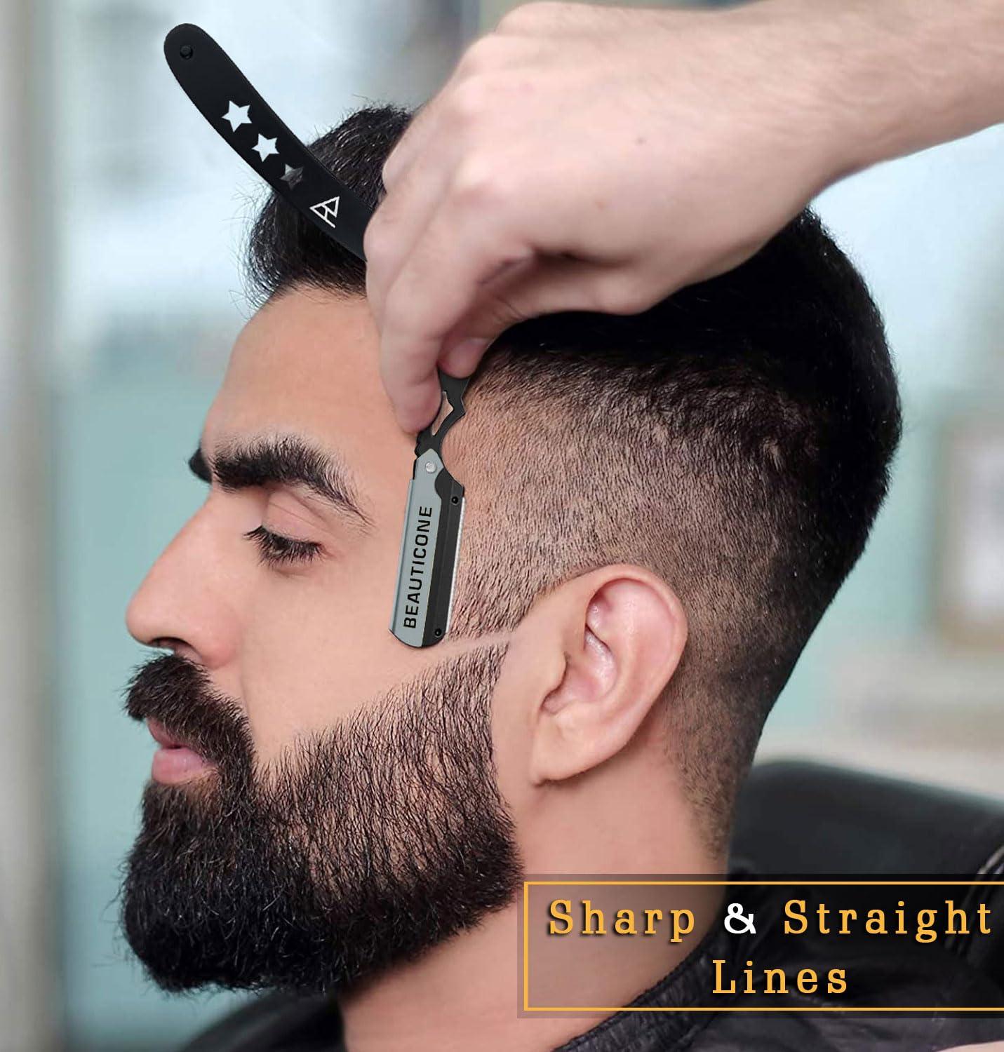 BEAUTICONE Straight Edge Razor for Men, Professional Straight Blade Men's Razors, Barber Shaving Knife for Beard, Single Edge Cutthroat Stainless Steel Razor (SwingLock)