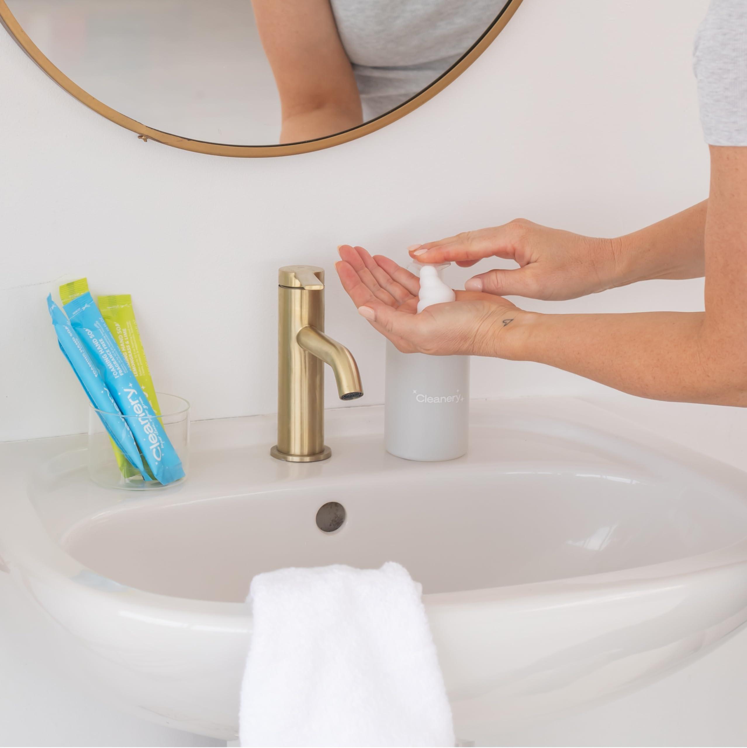 Cleanery Hydrating Liquid Hand Soap Refill Powder Concentrate 4 Pack Moisturizing Hand Wash, No Harsh Chemicals, Cruelty Free, Eco-Friendly, Makes 10oz Each, Coconut & Sandalwood Scent