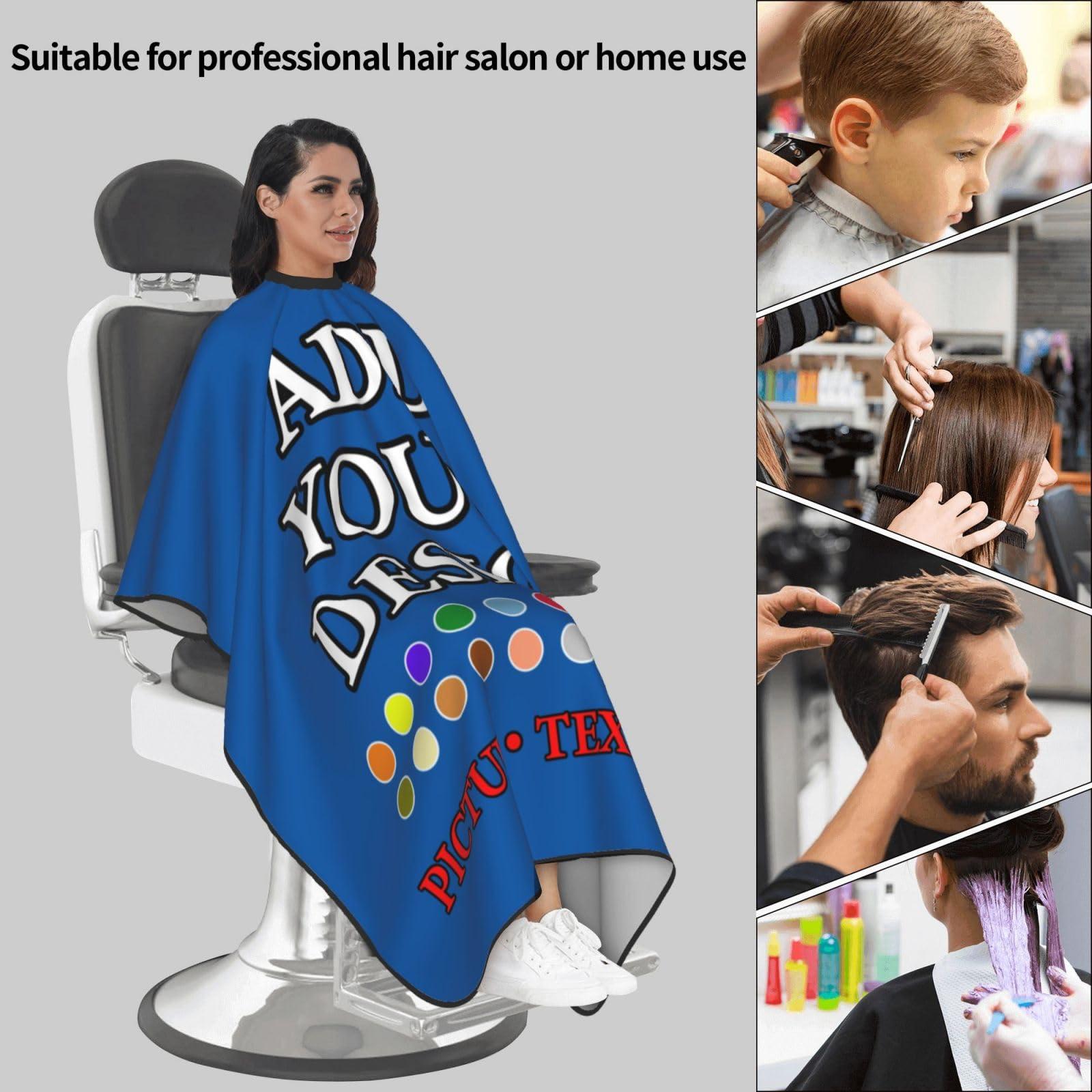 fovditca Custom Barber Cape Design Your Own Photo Text Hairdresser Capes for Adults, Personalized Barber Apron with Adjustable Neckline, for Hair Styling Barbershop55 x 66 In