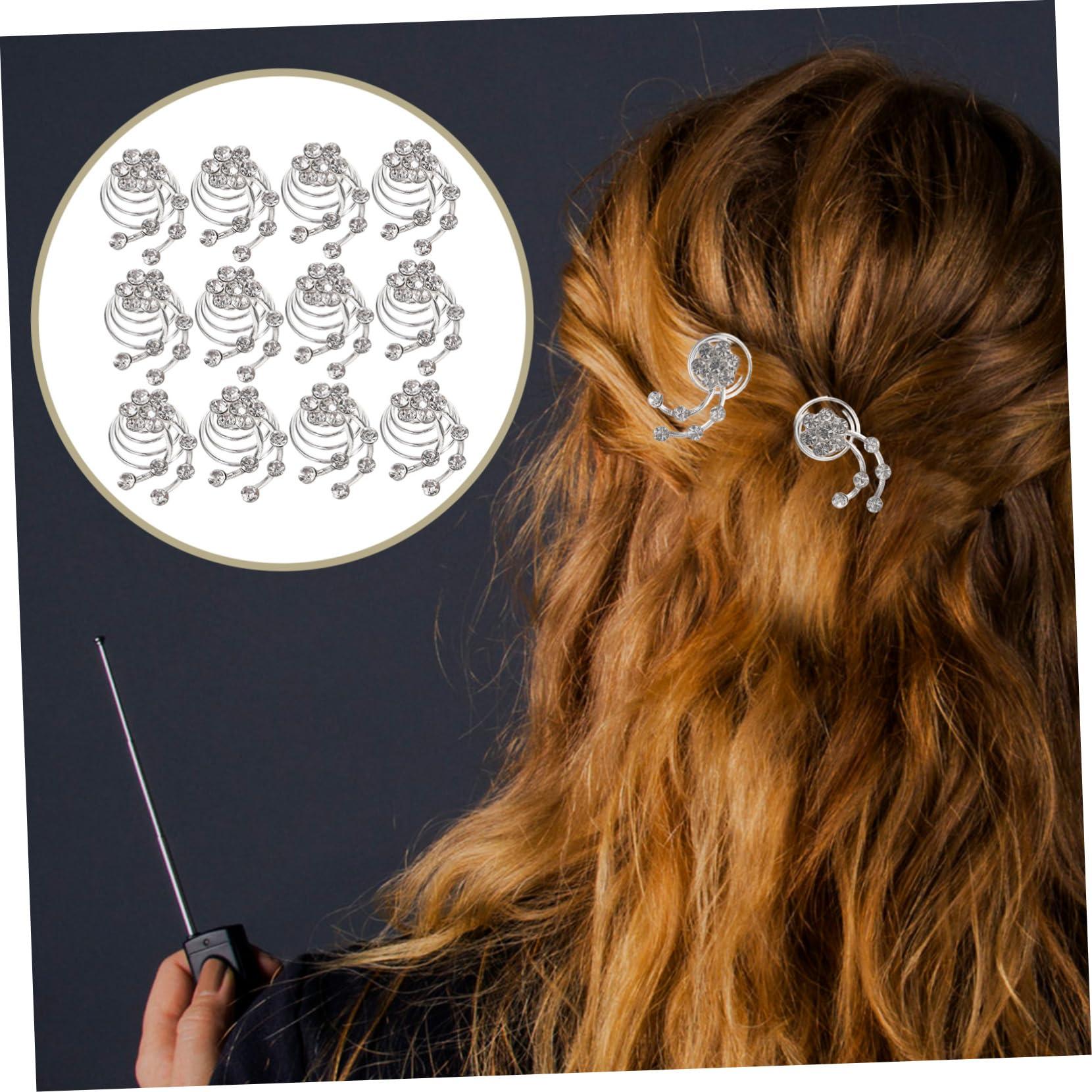 VINTORKY VINTORKY Elegant Prom Hair Accessories 12pcs Silver Spiral Hair Clips Bridal Hair Clip for Women Rhinestone Hair Jewelry Hair Jewels for Women