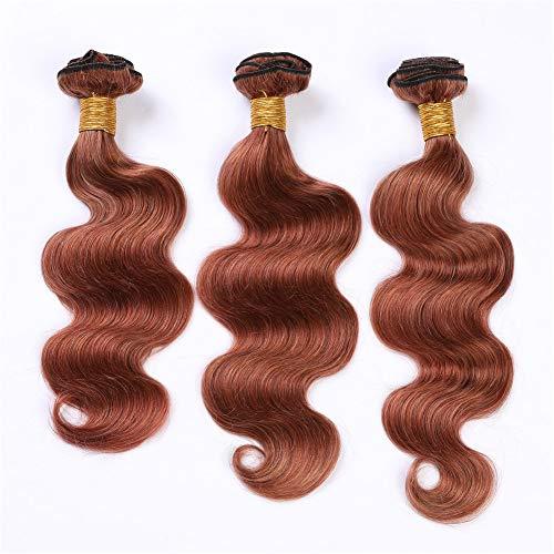 Generic Dark Auburn Hair Weaves Body Wave Human Hair Bundles Pure 33 Copper Red Brazilian Virgin Hair Extensions Double Wefts Reddish Brown Wavy 3/4 Bundles Deals Mixed Length (26 28 30 30Inch)