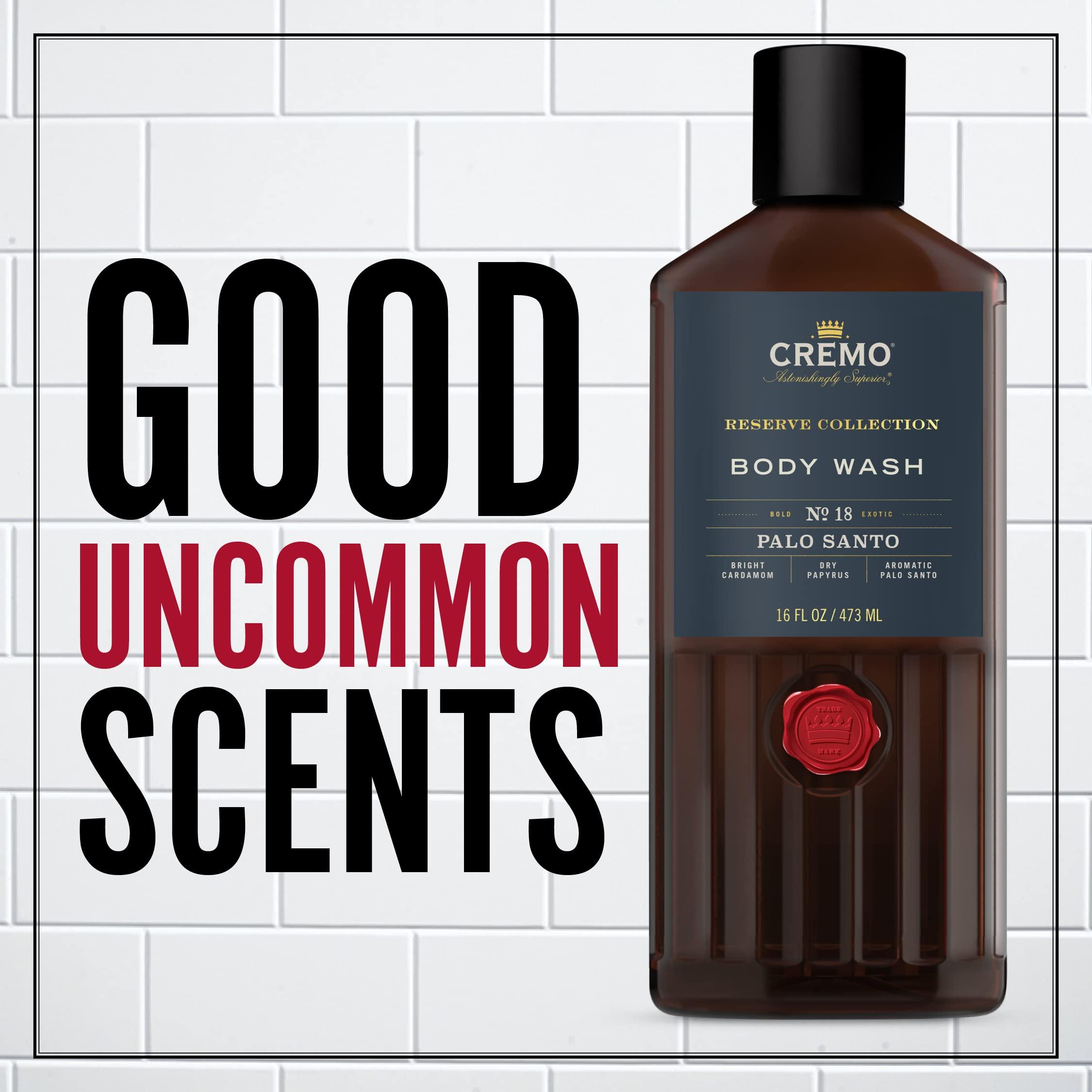 Cremo Cremo Rich-Lathering Palo Santo (Reserve Collection) Body Wash, Notes of Bright Cardamom & Rich-Lathering Italian Bergamot Body Wash for Men, Notes of Italian Bergamot,