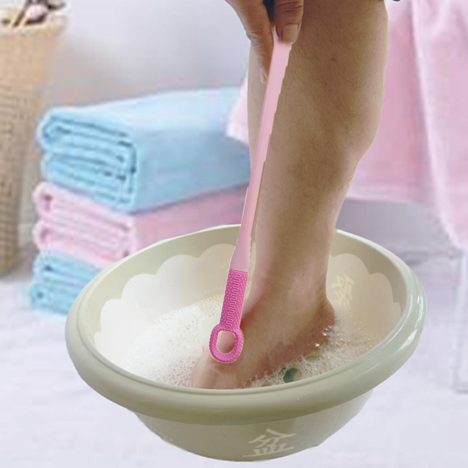 Huvqianu Toe Cleaning Brush | Long Handle Scrubber | Foot Scrubber Shower, Silicone Bristles Brush, Between Toe Scrubber, Senior Foot Cleaner, Shower Foot Brush, Foot Hygiene Tool, Elderly Foot Scrubber