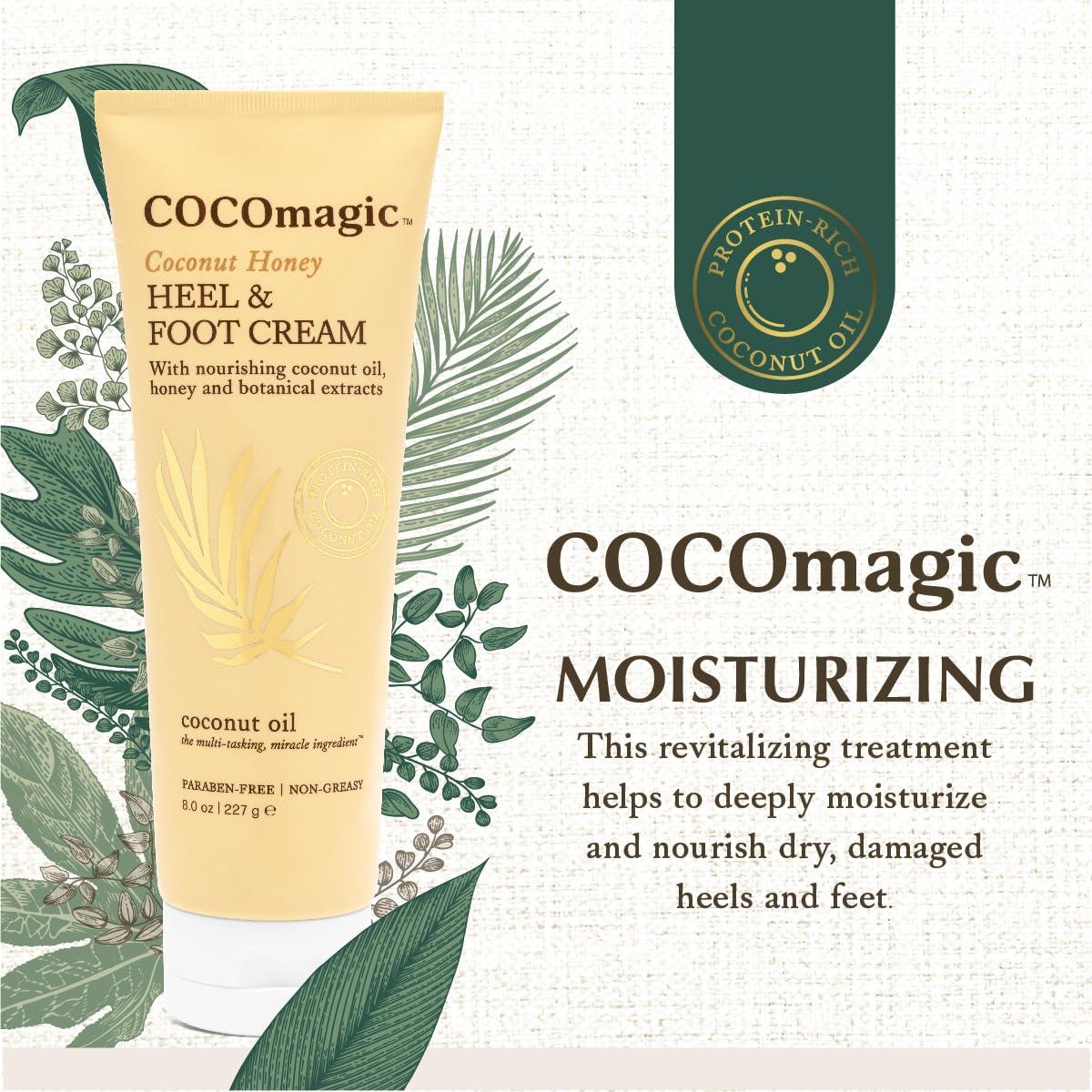 Cocomagic Cocomagic Coconut Honey Heel & Foot Cream - w/Coconut Oil, Honey, & Botanical Extracts | Moisturize Dry, Cracked Feet | Softens & Smooths | Non Greasy | Made in USA, Cruelty & Paraben Free (8 Oz)