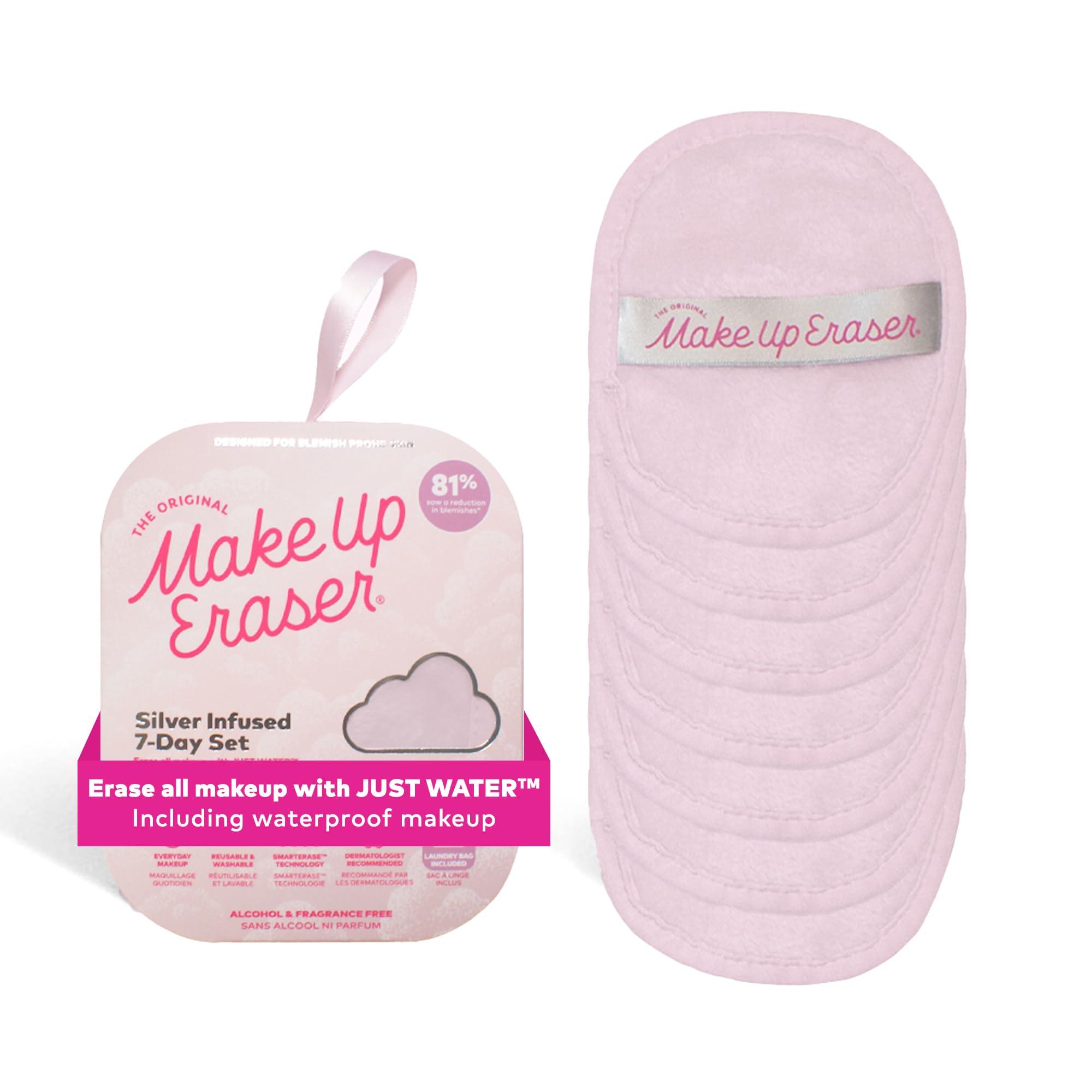 MakeUp Eraser The Original MakeUp Eraser, 7-Day Set, Erase All Makeup With Just Water, Including Waterproof Mascara, Eyeliner, Foundation, Lipstick, Sunscreen, and More! (Silver Infused), 7ct.