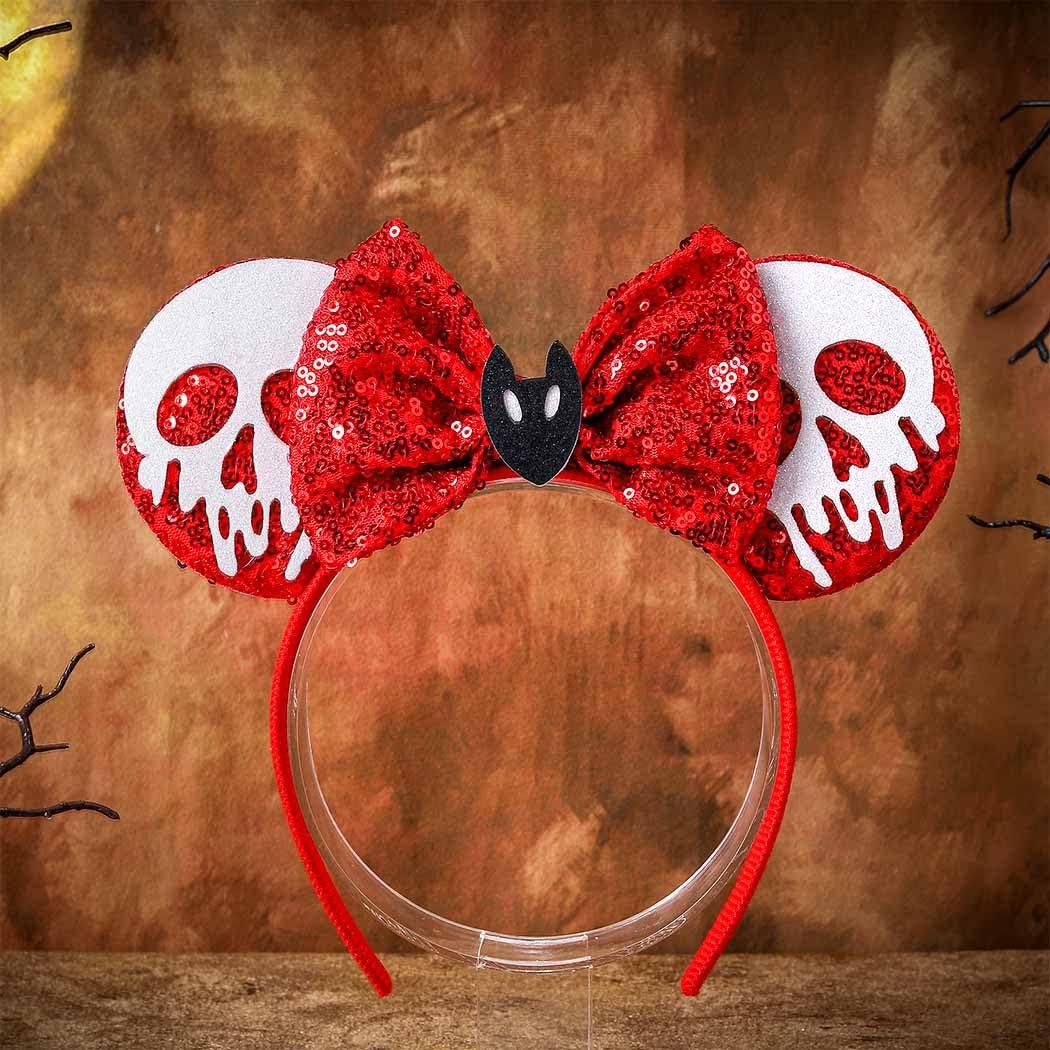 Sinalty Sinalty Sequin Mouse Ears Halloween Headbands Red Bow Ghost Head Hair Accessories for Women