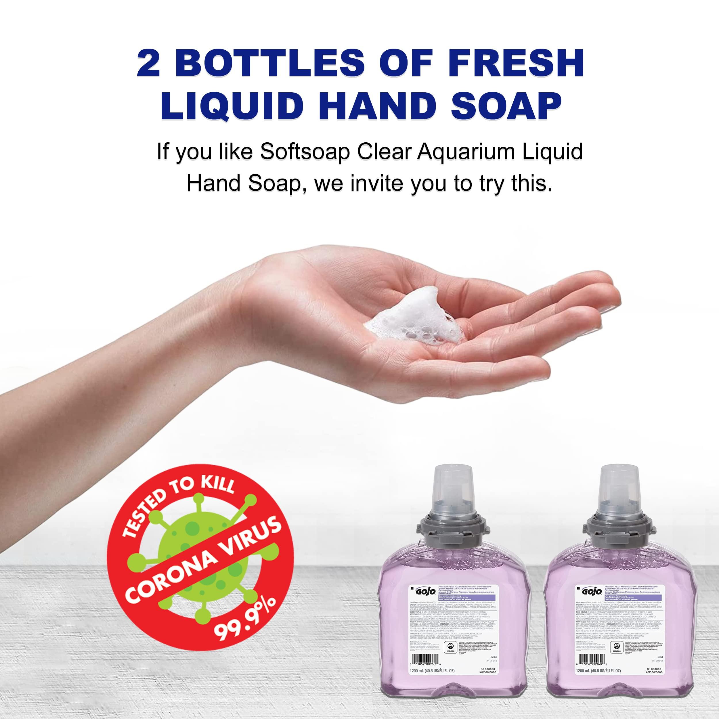 Gojo Gojo Premium Foam Handwash with Skin Conditioners, Cranberry Scent, EcoLogo Certified, 1200 mL Foam Hand Soap Refill TFX Touch-Free Dispenser (Pack of 2) – 5361-02