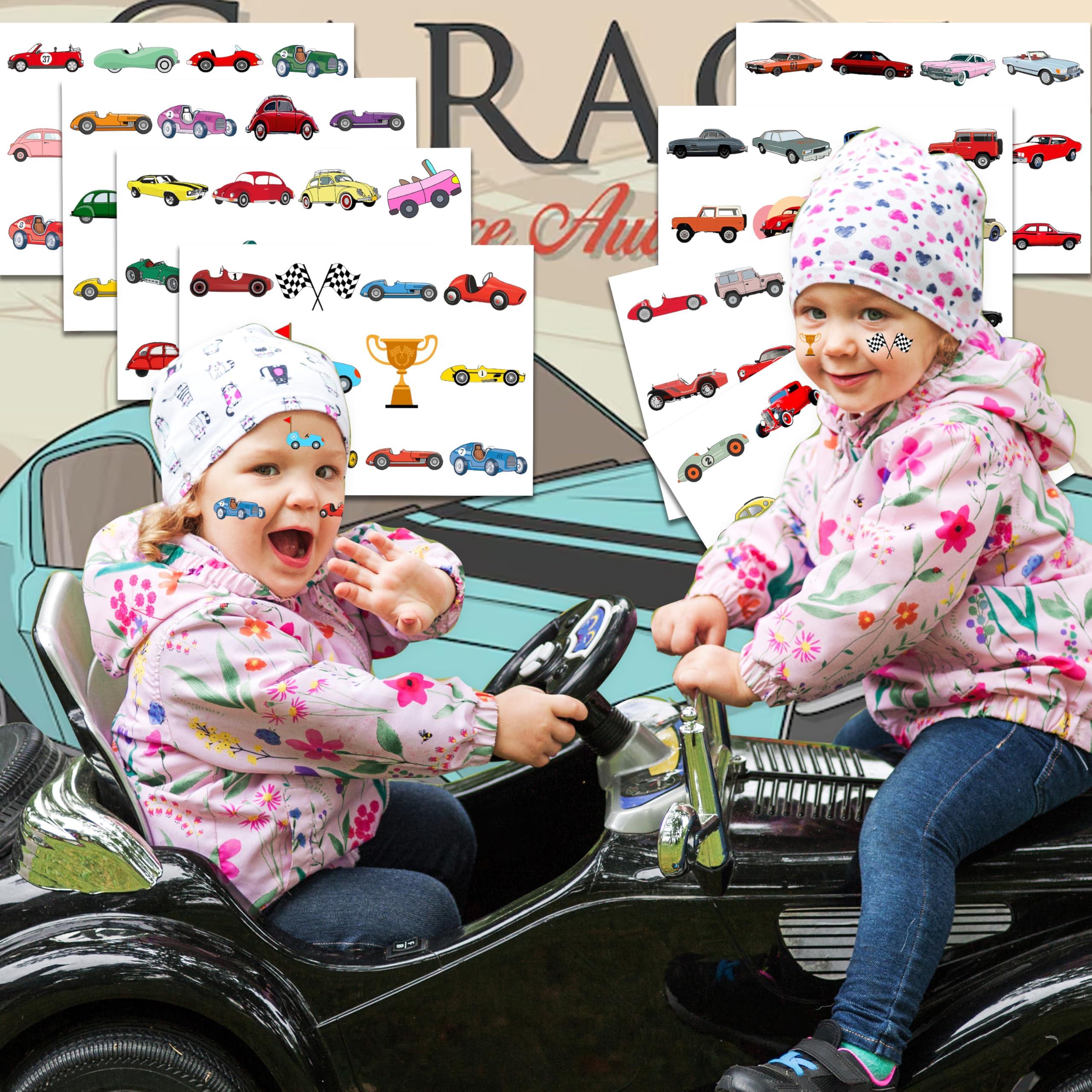 NinthAvenue Basics 96PCS Vintage Car Temporary Tattoos Classic Car Birthday Party Decorations, Retro Car Themed Favors, Supplies, Stickers for Kids Boys Girls, Gifts & School Rewards