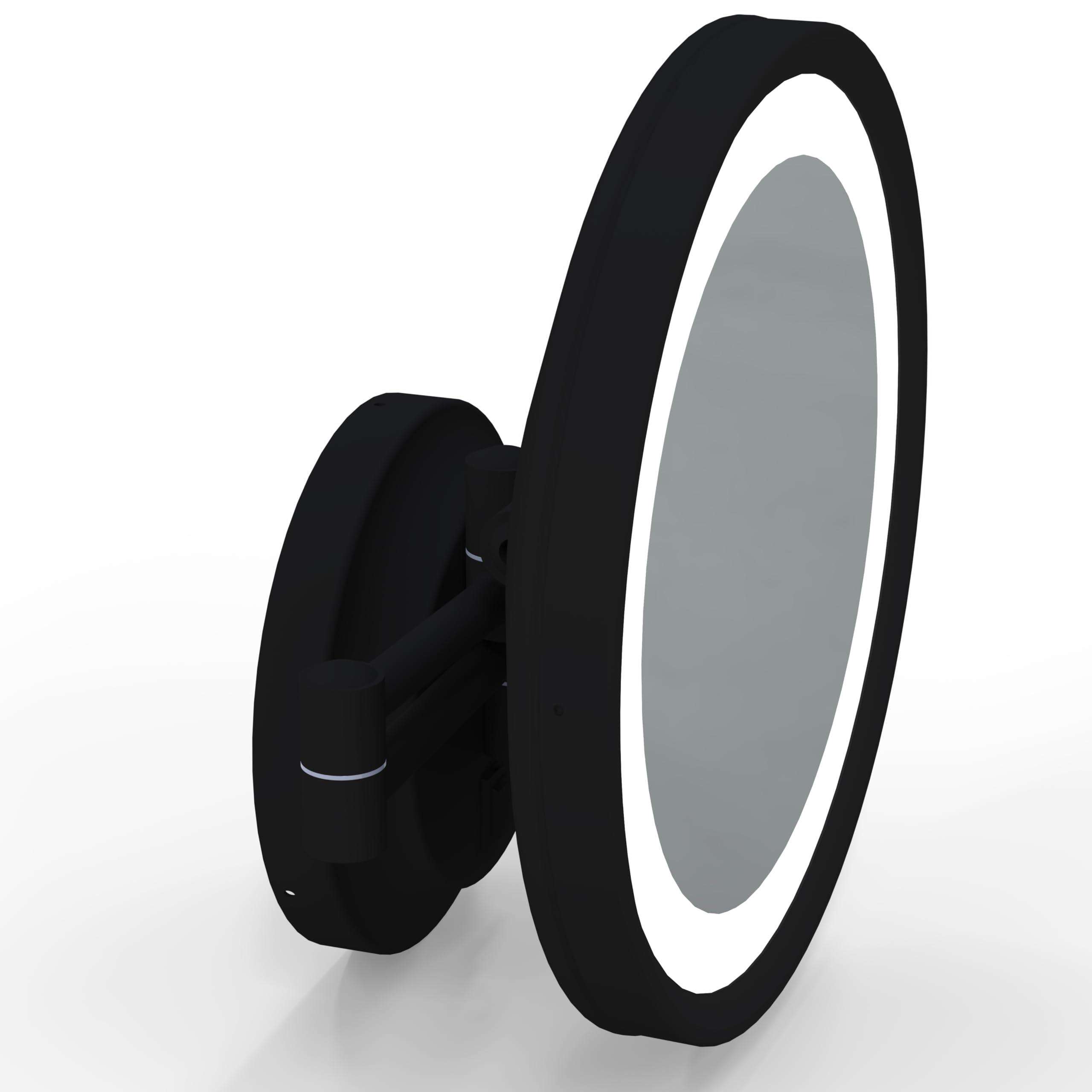 Universal Lighting and Decor Kimball and Young Matte Black Single-Sided LED Round Arm Wall Mirror
