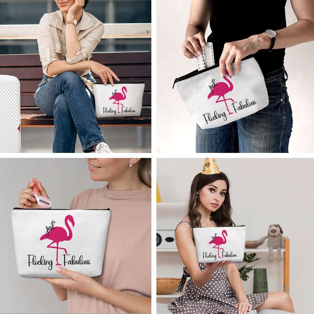 Henhesaha Flamingo Gifts, Pink Flamingo Makeup Bag, Flamingo Decor Stuff Summer Vacation Cosmetic Bag for Women Flamingo Lovers Best Friend Girls Birthday Christmas Graduation Friendship Travel Toiletry Bag