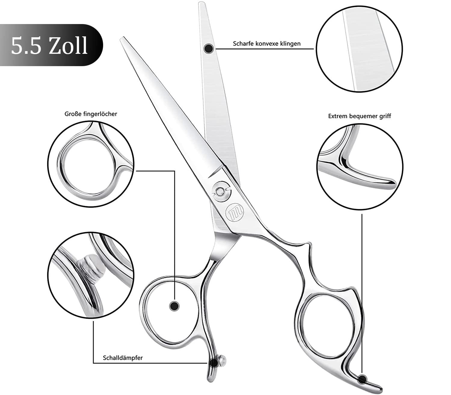 Moontay Moontay 5.5" Hair Cutting Shears with Large Finger Holes, Professional Barber Stylist Scissors, Salon Hair Cutting Scissors, 440C Japanese Stainless Steel, Silver