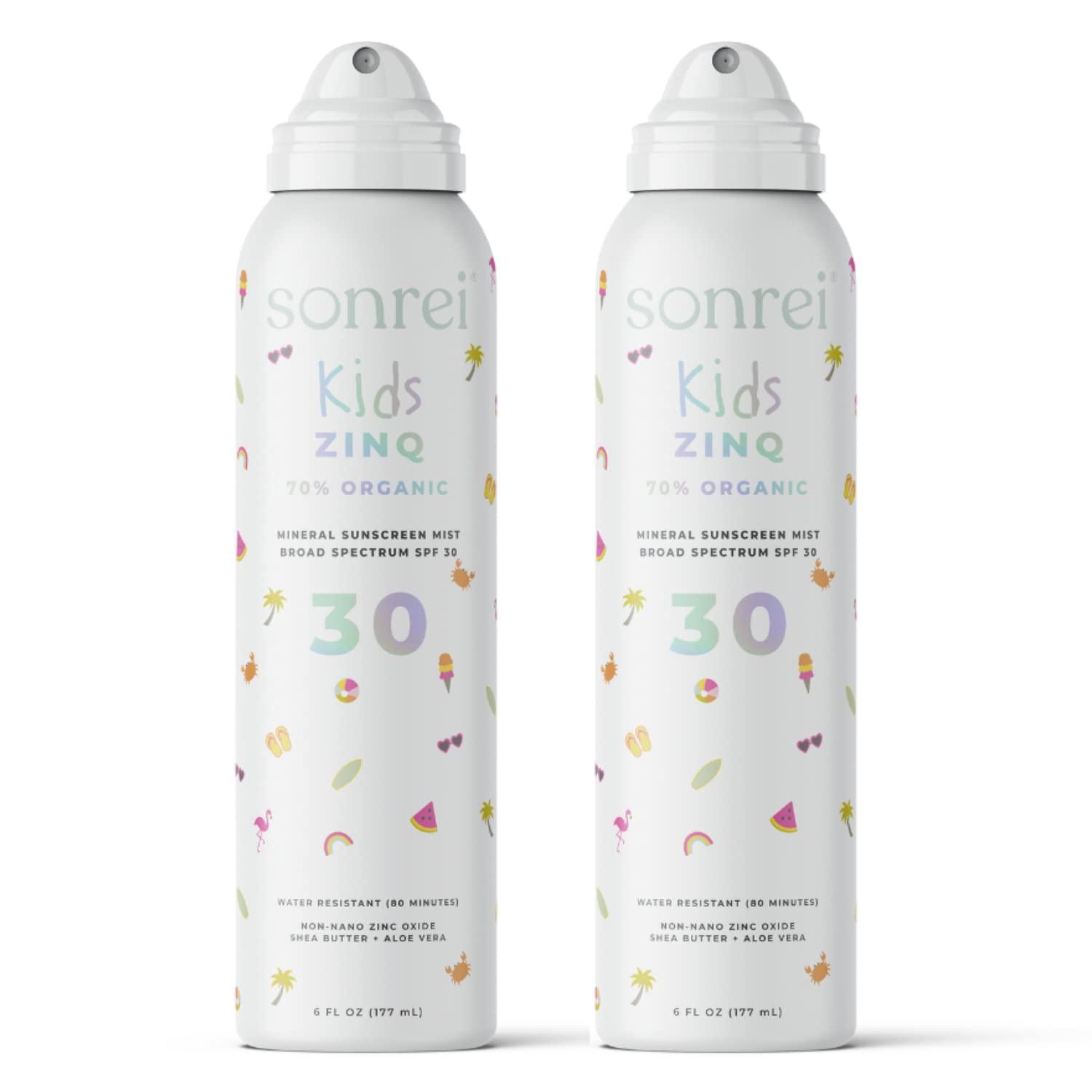 Sonrei Sonrei Kids ZinQ Organic Mineral Mist Sunscreen | SPF 30, Broad Spectrum, Water-Resistant | Vegan, Reef Safe, Eco-friendly | 6.0 fl. oz. 2-Pack