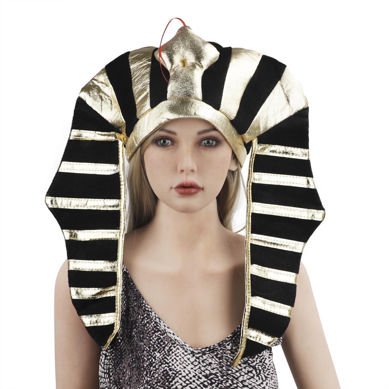 NICEYST NICEYST Egypt Pharaoh Hat Gold Egyptian Headpiece King Tut Costume Pharaoh Headdress Halloween Egyptian Costume Accessories