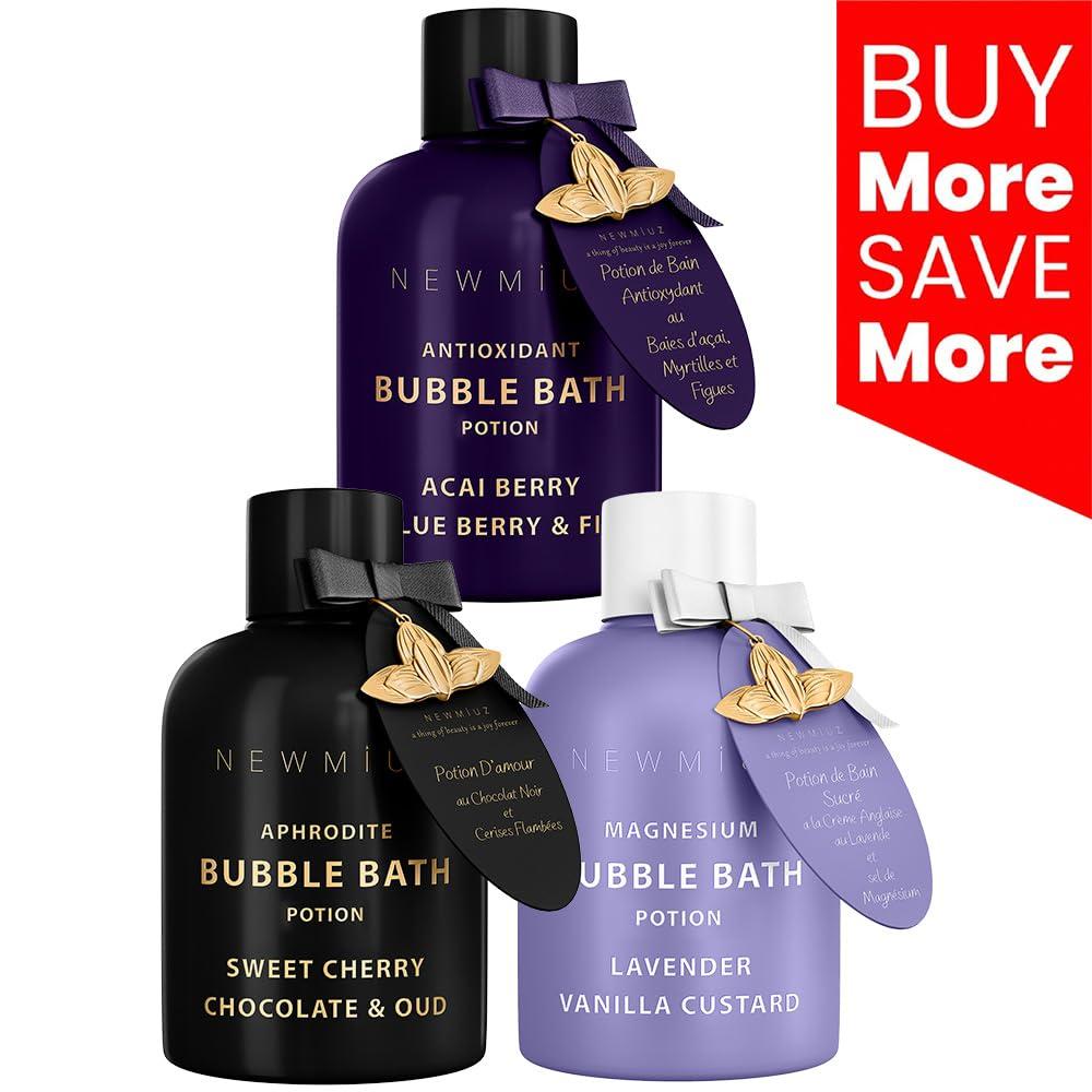New Miuz Sweet Luxury Bubble Bath Potion Gift Set for Women and Men - Pack of 3