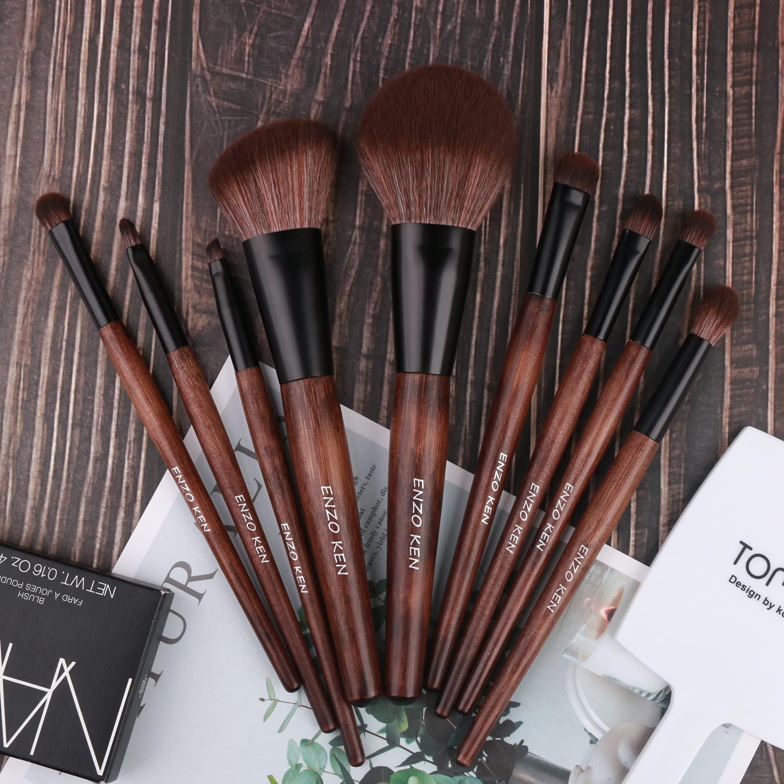 JMKJMJP JMKJMJP Natural Goat Hair Makeup Brush Set with Case, Luxury Cosmetic Brushes Makeup Set, Natural Makeup Brushes, Natural Bristle Makeup Brushes(Full Brush Set,Sable Hair Bamboo 9pcs)