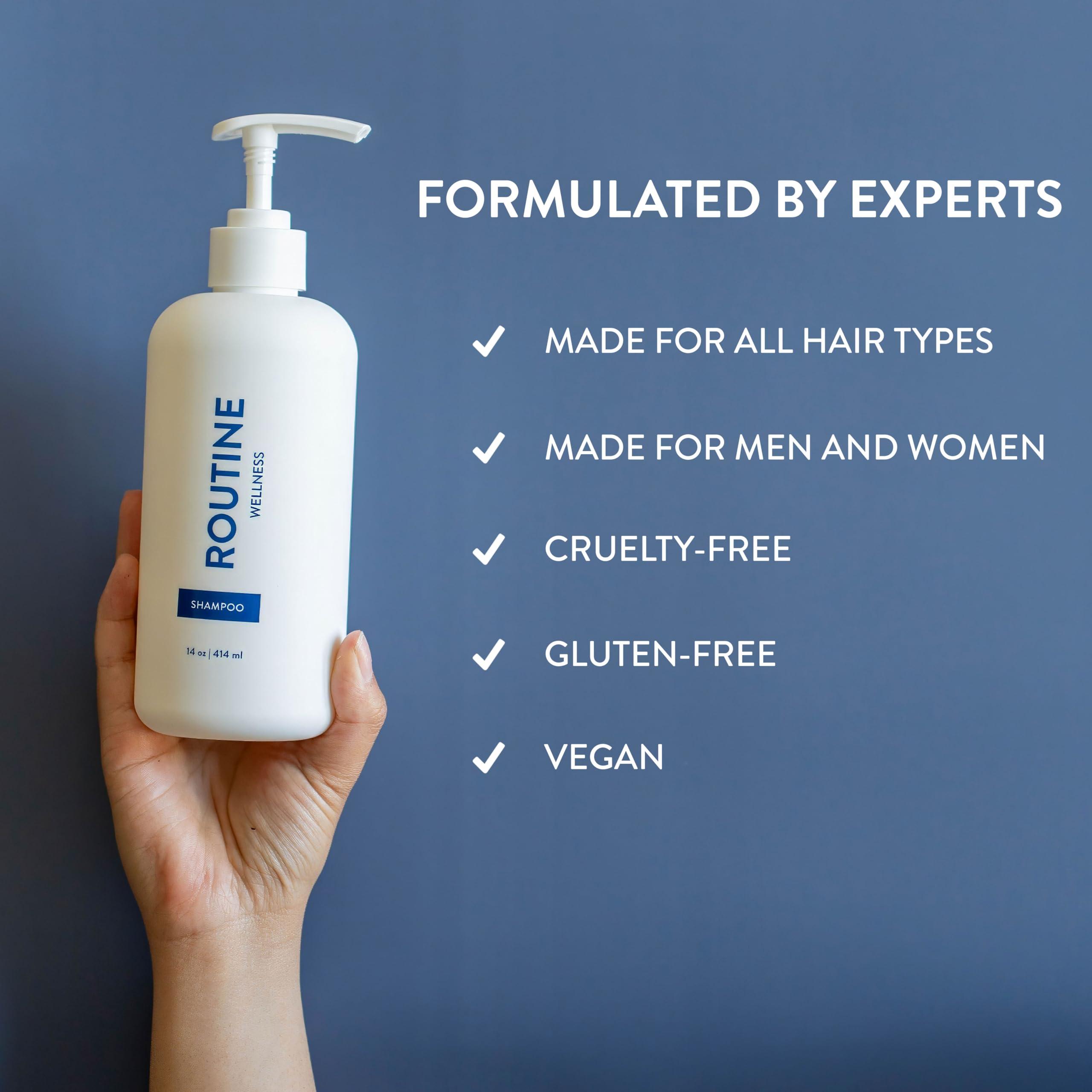 Routine Wellness Routine Wellness Shampoo and Conditioner Set and Hair Serum for Stronger Hair - Biotin | Color Safe | Sulfate-Free | Vegan | Clinically Tested | Nourishing Oils and Vitamins - Unscented