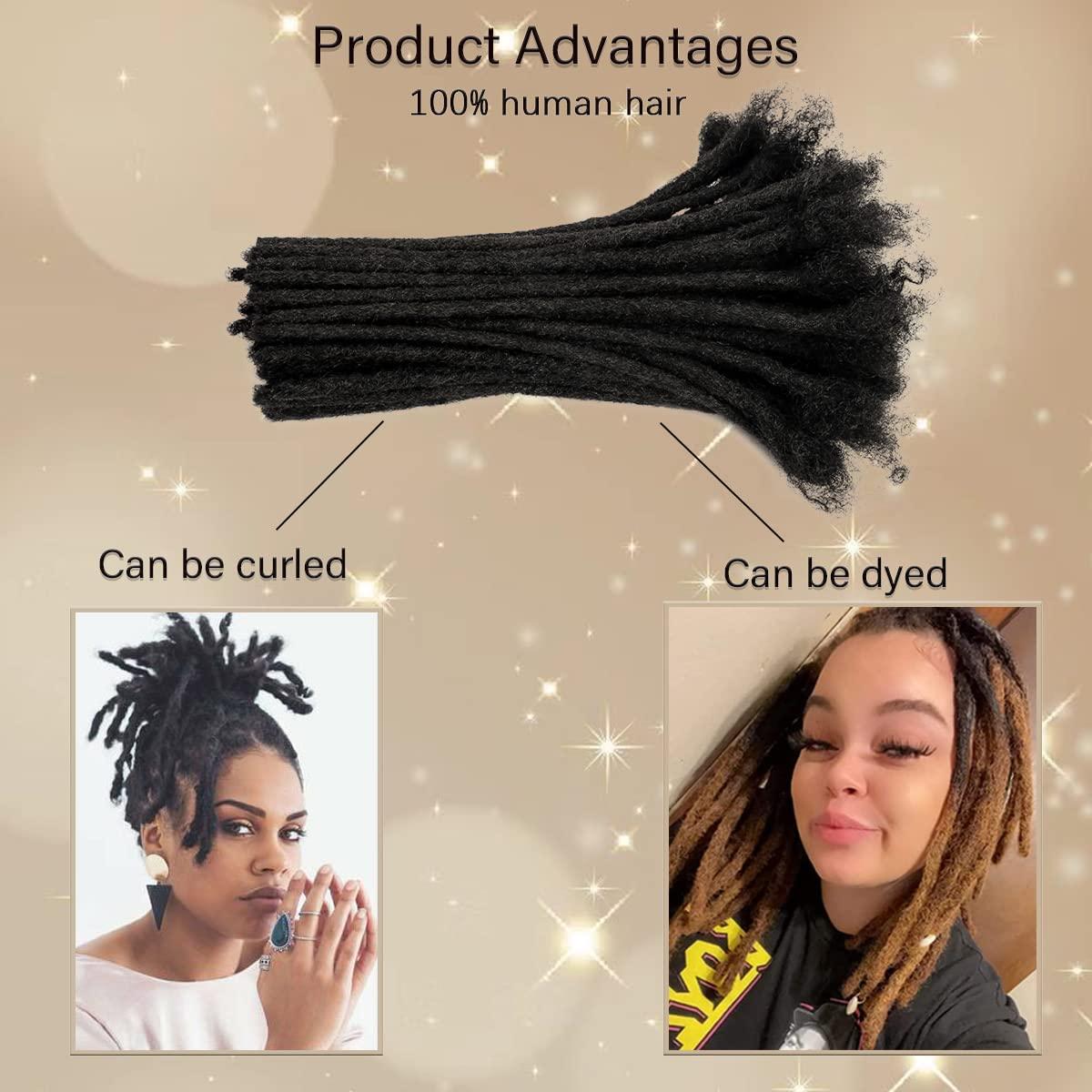 Luckroce Luckroce Human Hair Locs Extensions with Curly Ends Natural Black 4inch 60strands 100% Handmade Permanent Dreads Extensions for Women Men Can Be Curled and Bleached Dreadlock Extension Real Human Hair(Width 0.6cm 4inch/60strands)