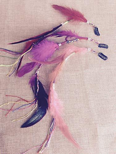 Numblartd Numblartd 6 Pcs Handmade Hippie Feather Clip Comb Hairpin Hair Extensions - Fashion Boho Feather Headdress DIY Hair Accessories for Women Lady