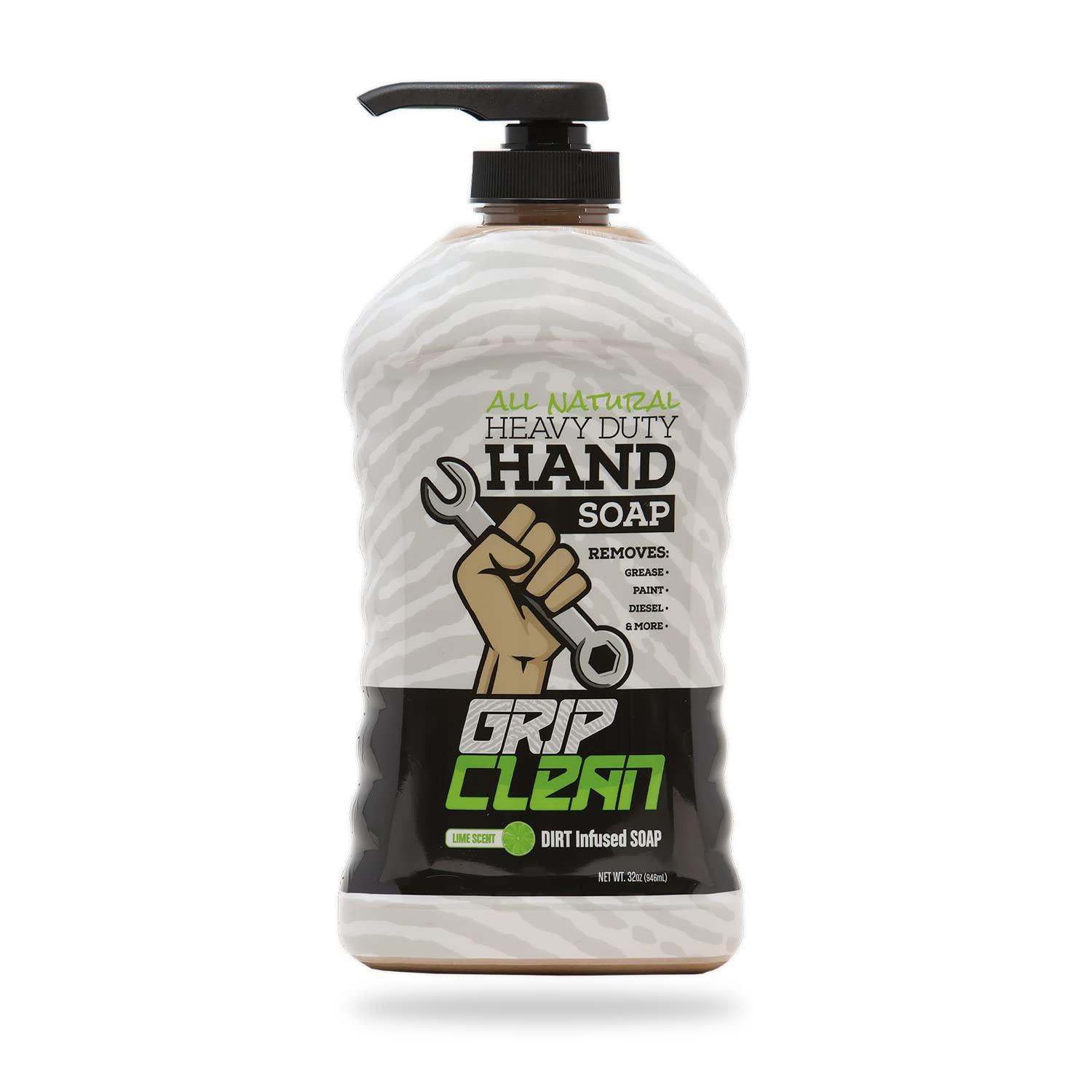 Grip Clean Grip Clean - Hand Cleaner for Mechanics  Heavy-Duty Mechanic Soap, Liquid Hand Soap with Natural Pumice & Clay to Absorb Tough Grease, Oil & Dirt  Moisturizing Coconut Oil, Lime Scent (32oz)