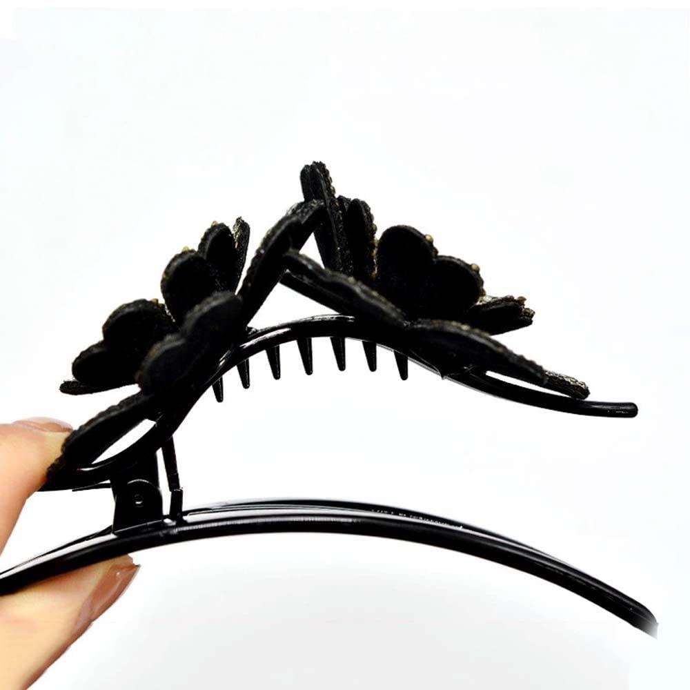 Generic Rhinestone Flower Hair Clips Duckbill Clip Ponytail Holder Diamond Hair Barrettes for Women Girls Thin Thick Long Hair Accessories(G)