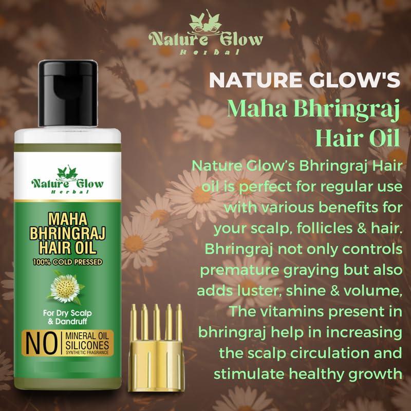 Nature Glow Herbal Nature Glow Herbal Maha Bhringraj Hair Oil |Pure and Cold Pressed for Hair, Paraben-Free, Sulfate-Free- 100ml