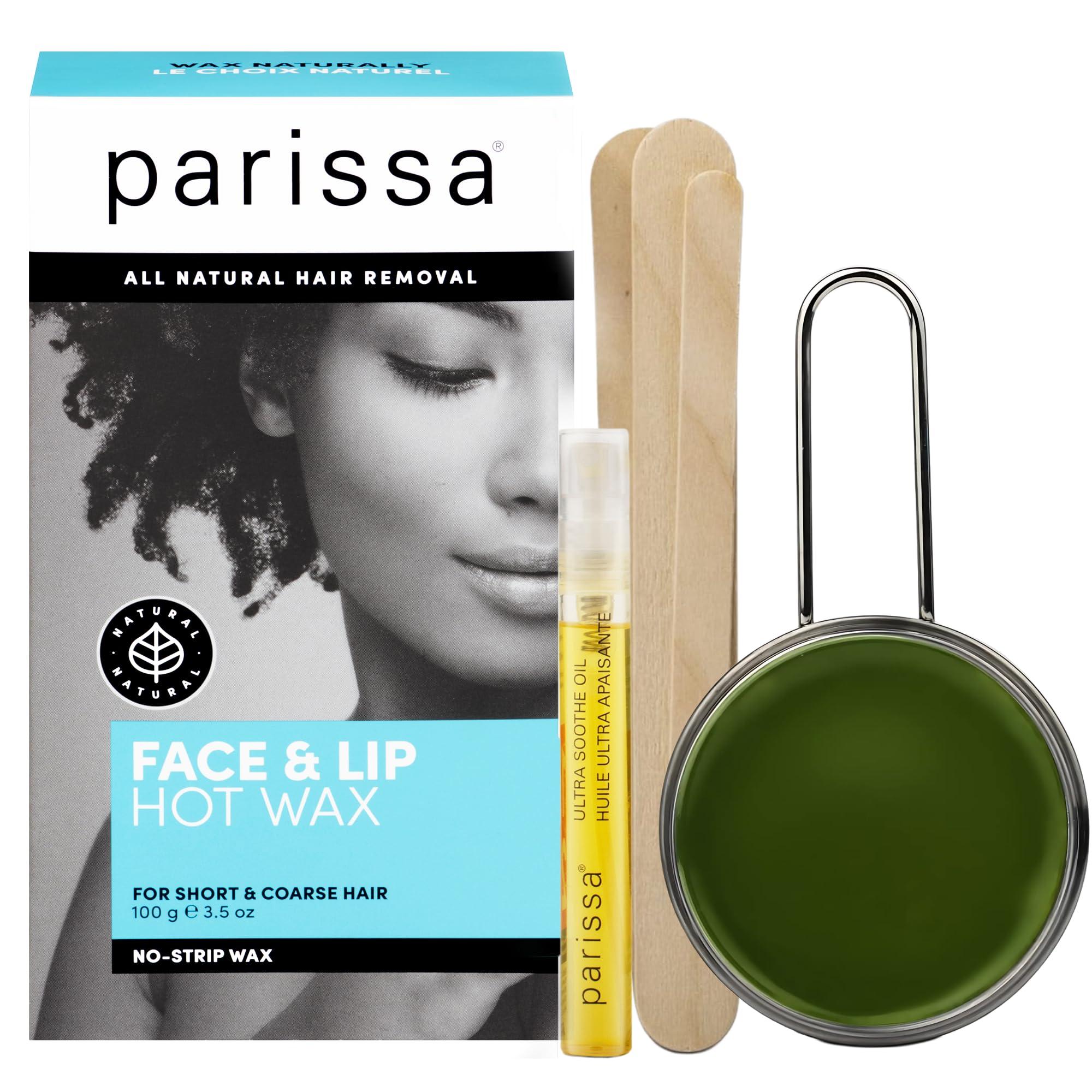 Parissa Parissa No-Strip Face & Lip Hot Wax Kit for Short & Coarse Hair Removal At-Home Waxing Kit on Face, Chin, and Upper Lip, Blue