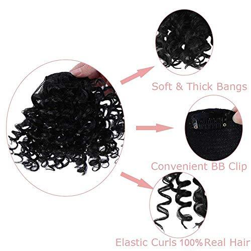 RemeeHi RemeeHi New Afro Curly Hair Bangs Can Be Hair Closure Chignons Puff Hair Extension 8" 23g Curly Hair Bangs With 2 Clips 1b# Natural Black