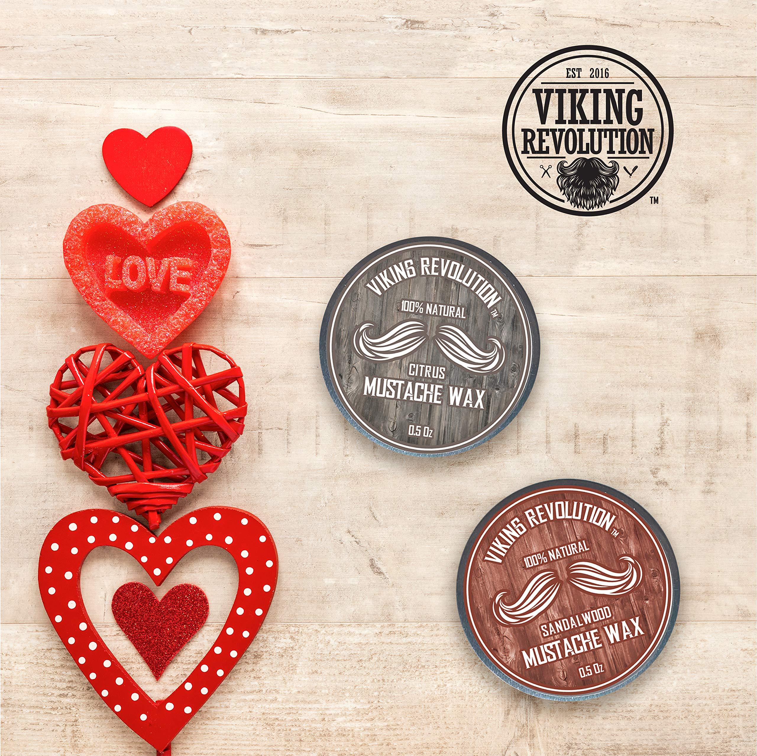 Viking Revolution Viking Revolution Mustache Wax 2 Pack - Beard & Moustache Wax for Men - Strong Hold Helps Train Tame & Style (Citrus & Sandalwood, 2 pack)