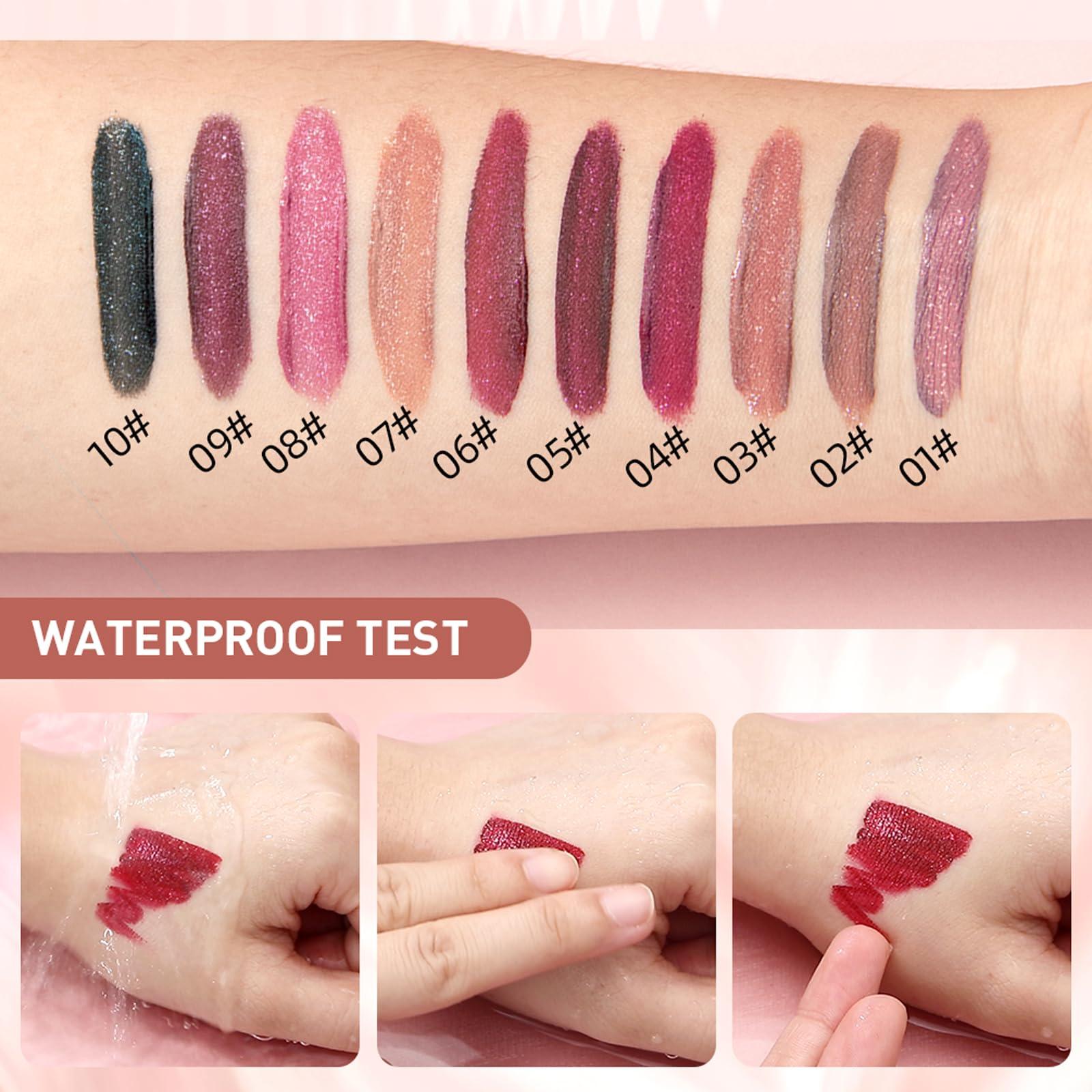 Easilydays Easilydays Black Glitter Lip Gloss, Diamond Shimmer Lipstick, Metallic Matte Lipstick High Pigment Waterproof Long Lasting Lipsticks, Sparkling Glossy Liquid Lipstick Lip Gloss for Women (#10 Black)